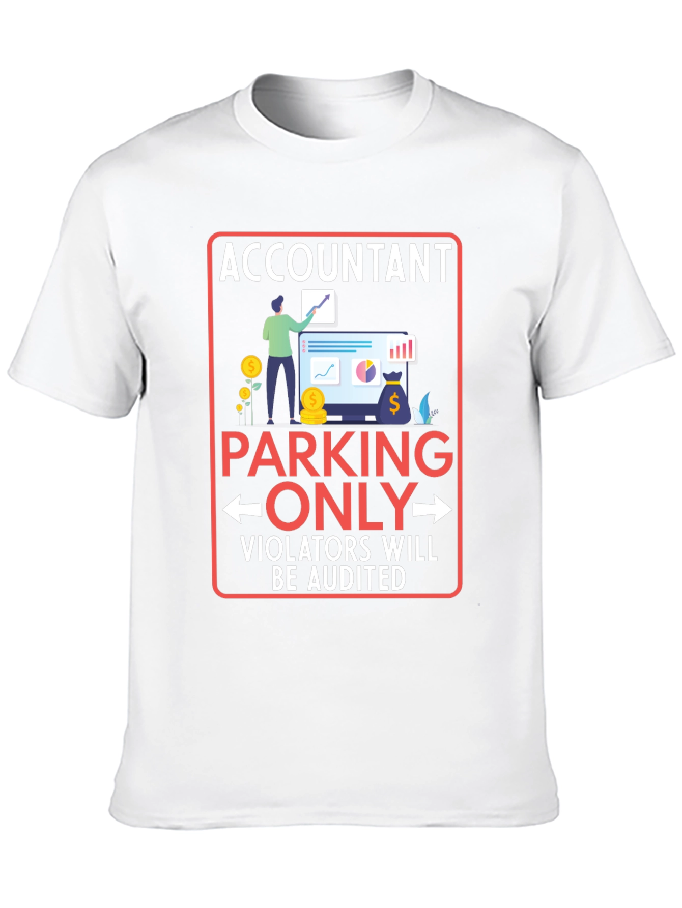 Black Accountant Parking Only Graphic T-Shirt view 10