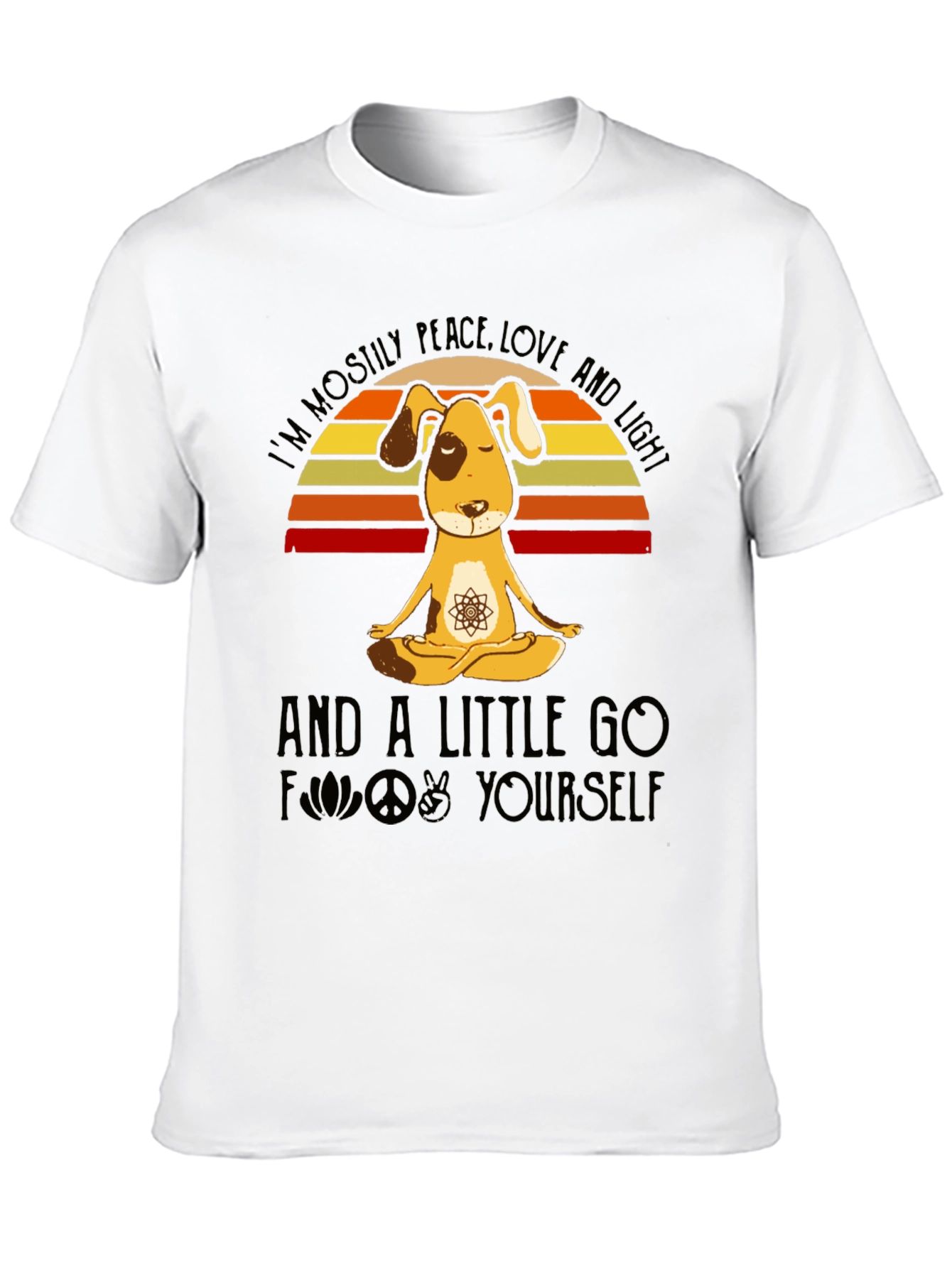 Black Peace Love and Light Dog Yoga T-Shirt view 10