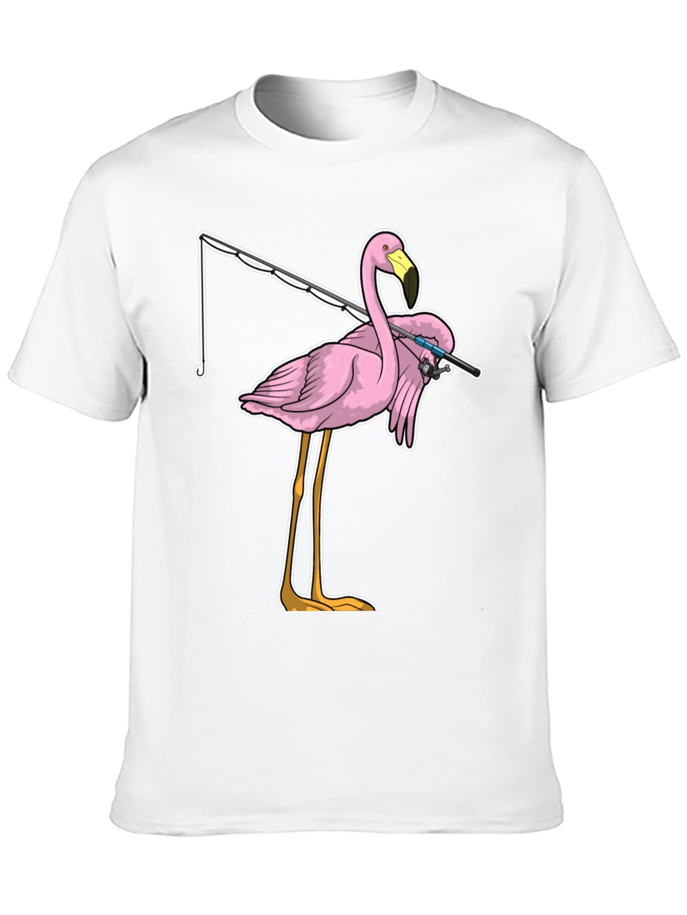 Black Fishing Flamingo T-Shirt - Funny Bird Tee view 10