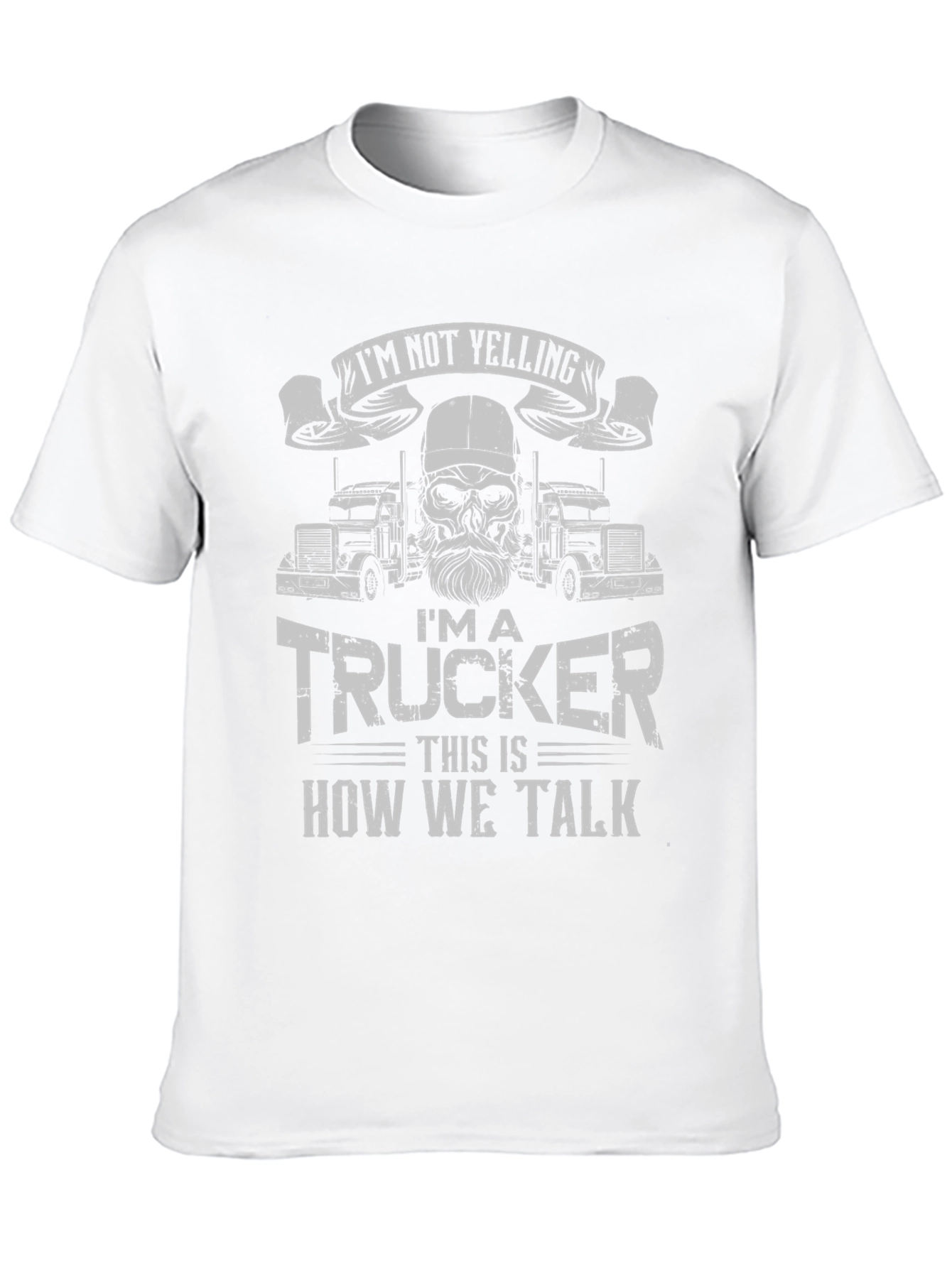 Black I'm Not Yelling Trucker T-Shirt view 10