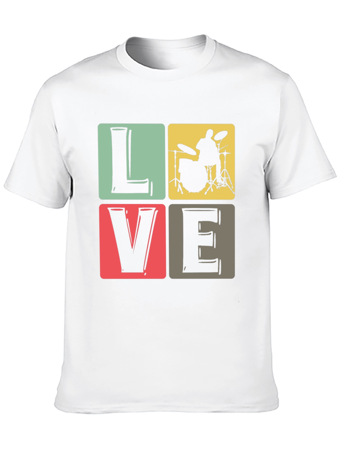 Black Love Music Drummer T-Shirt, Black Crew Neck view 10