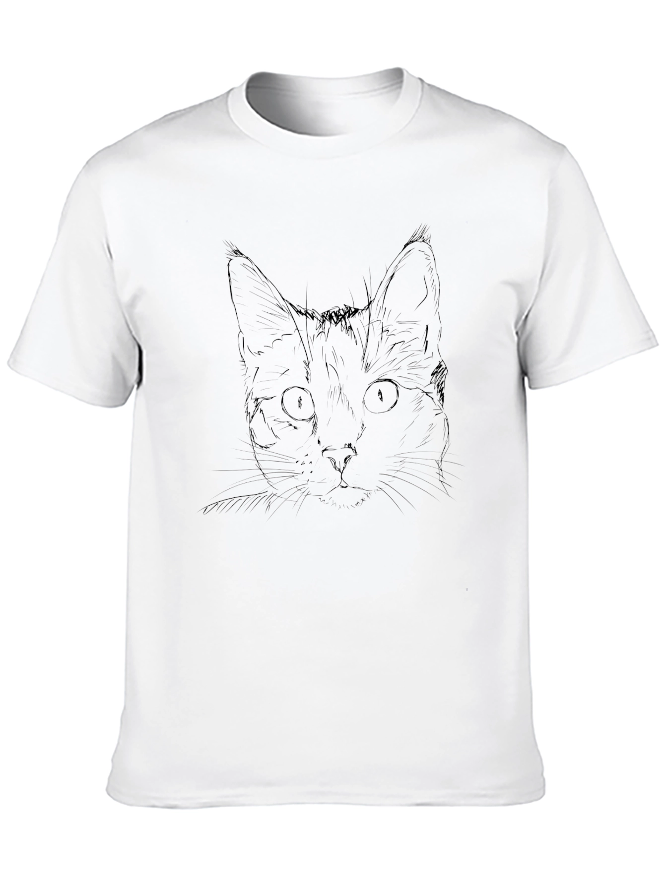 Black Cat Sketch Black T-Shirt view 10