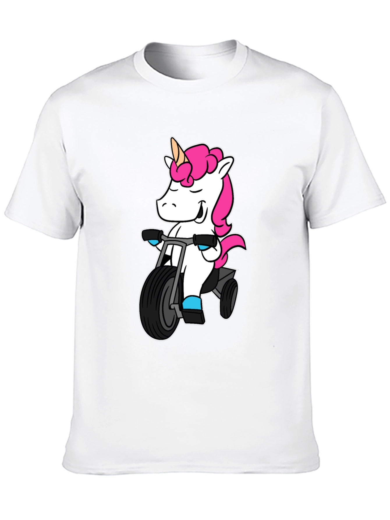 Black Unicorn on Tricycle T-Shirt - Black view 10