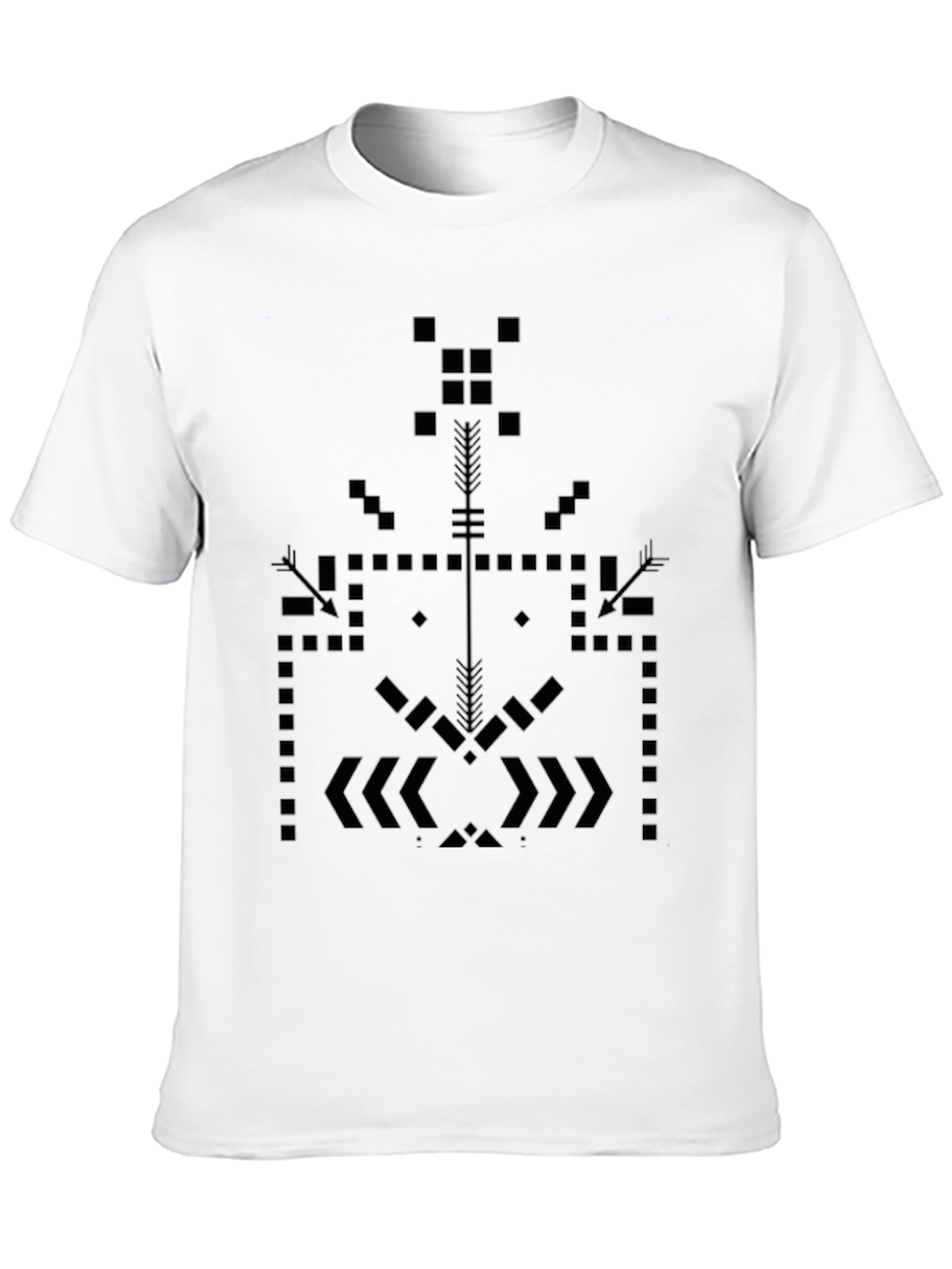 Black Geometric Pattern Black Tee - Stylish Design view 10