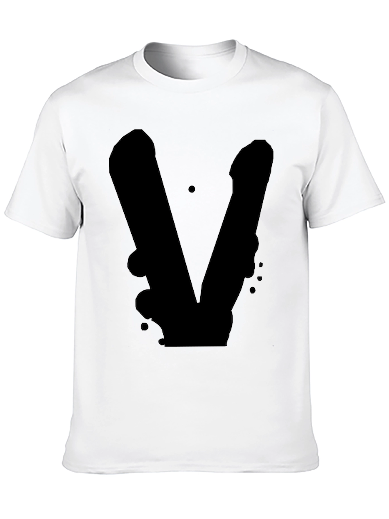 Black Black T-Shirt with Abstract V Design view 10