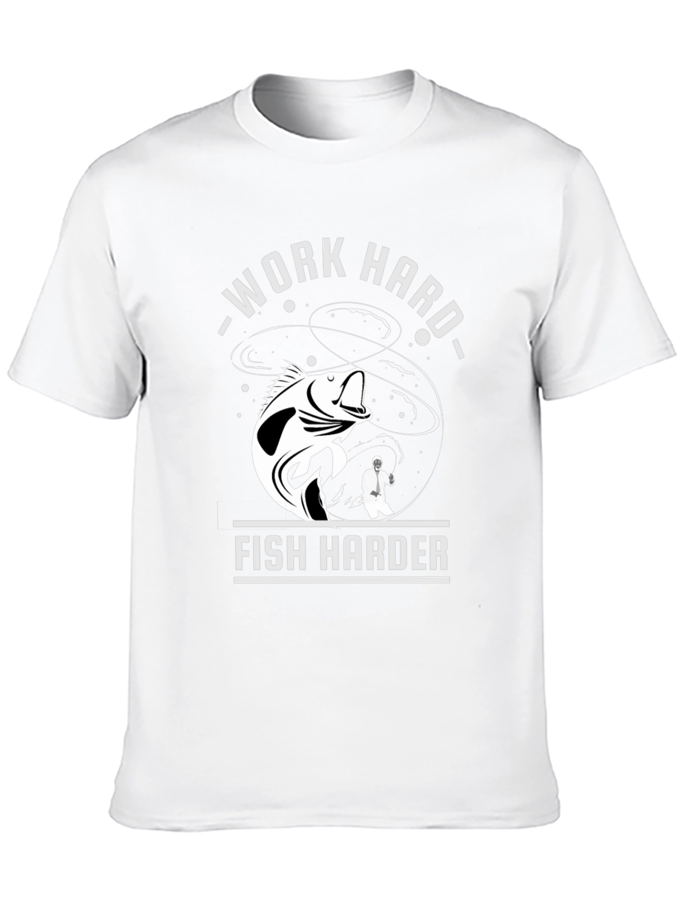 Black Work Hard Fish Harder Graphic T-Shirt view 10