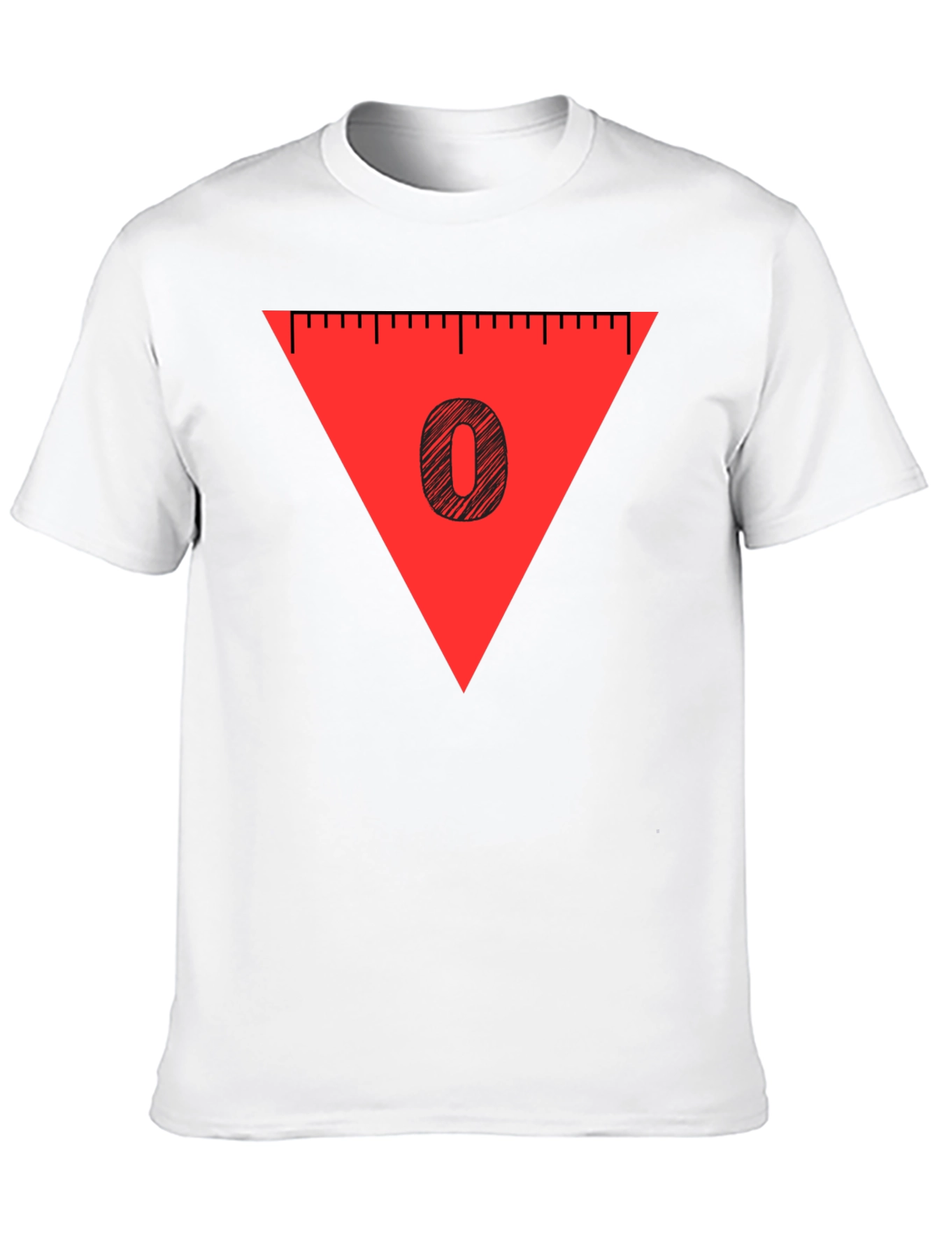 Black Red Triangle '0' Graphic Tee - Soft Cotton Blend, Casual Style view 10