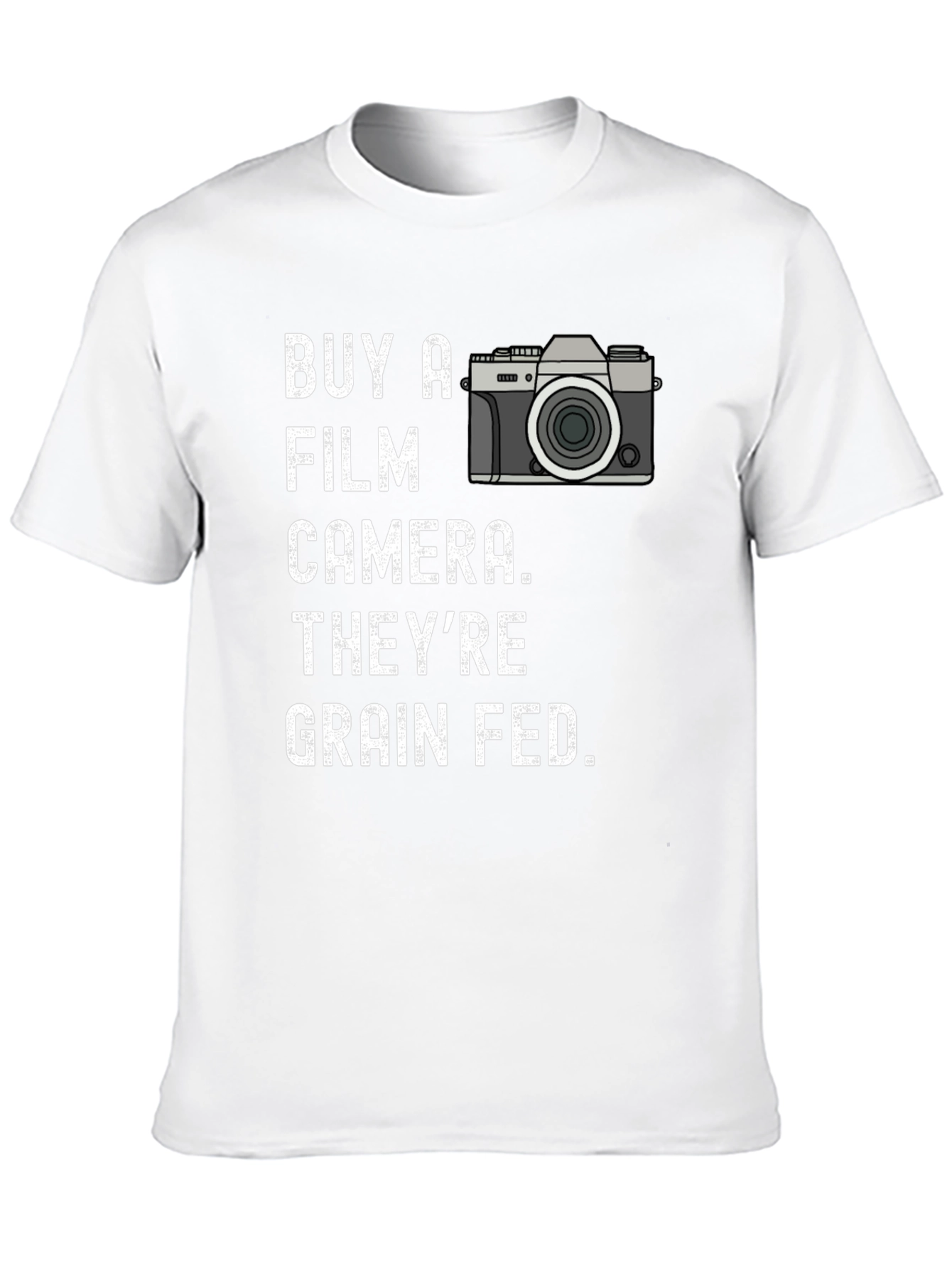 Black Buy a Film Camera T-Shirt - Grain Fed Humor Tee view 10