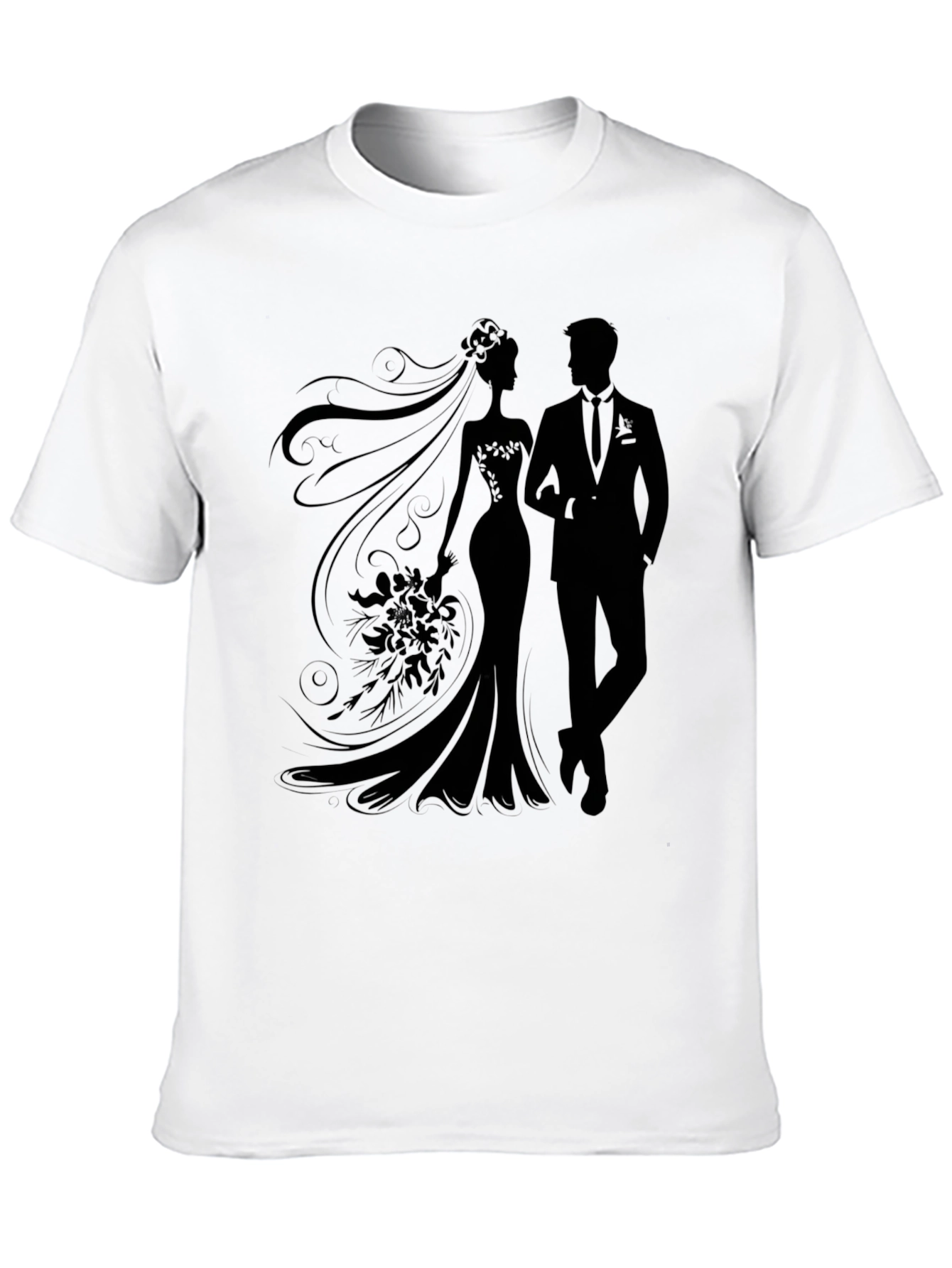 Black Bride and Groom Silhouette Graphic Tee view 10