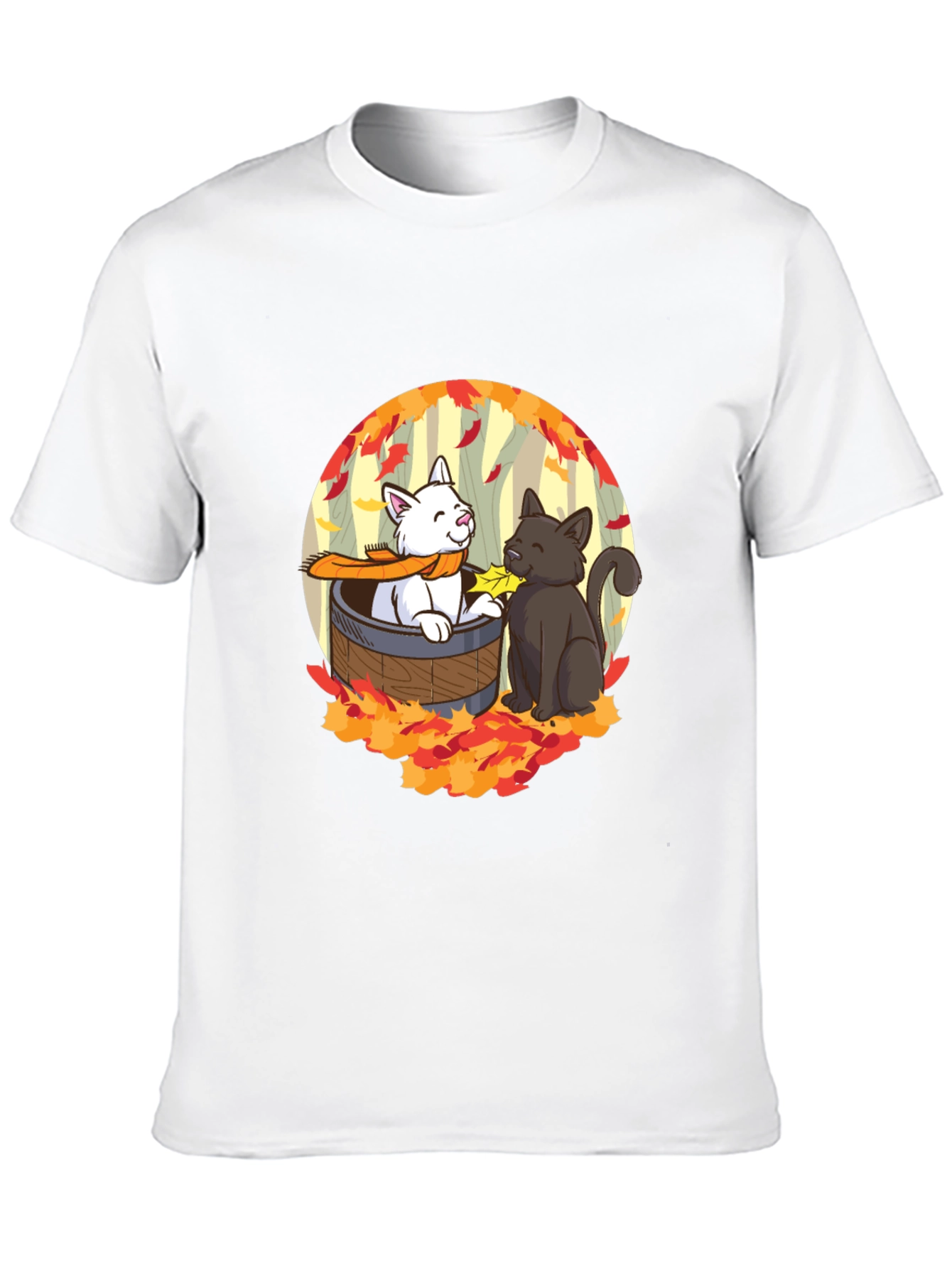Black Autumn Cats T-Shirt - Cute Fall Design view 10