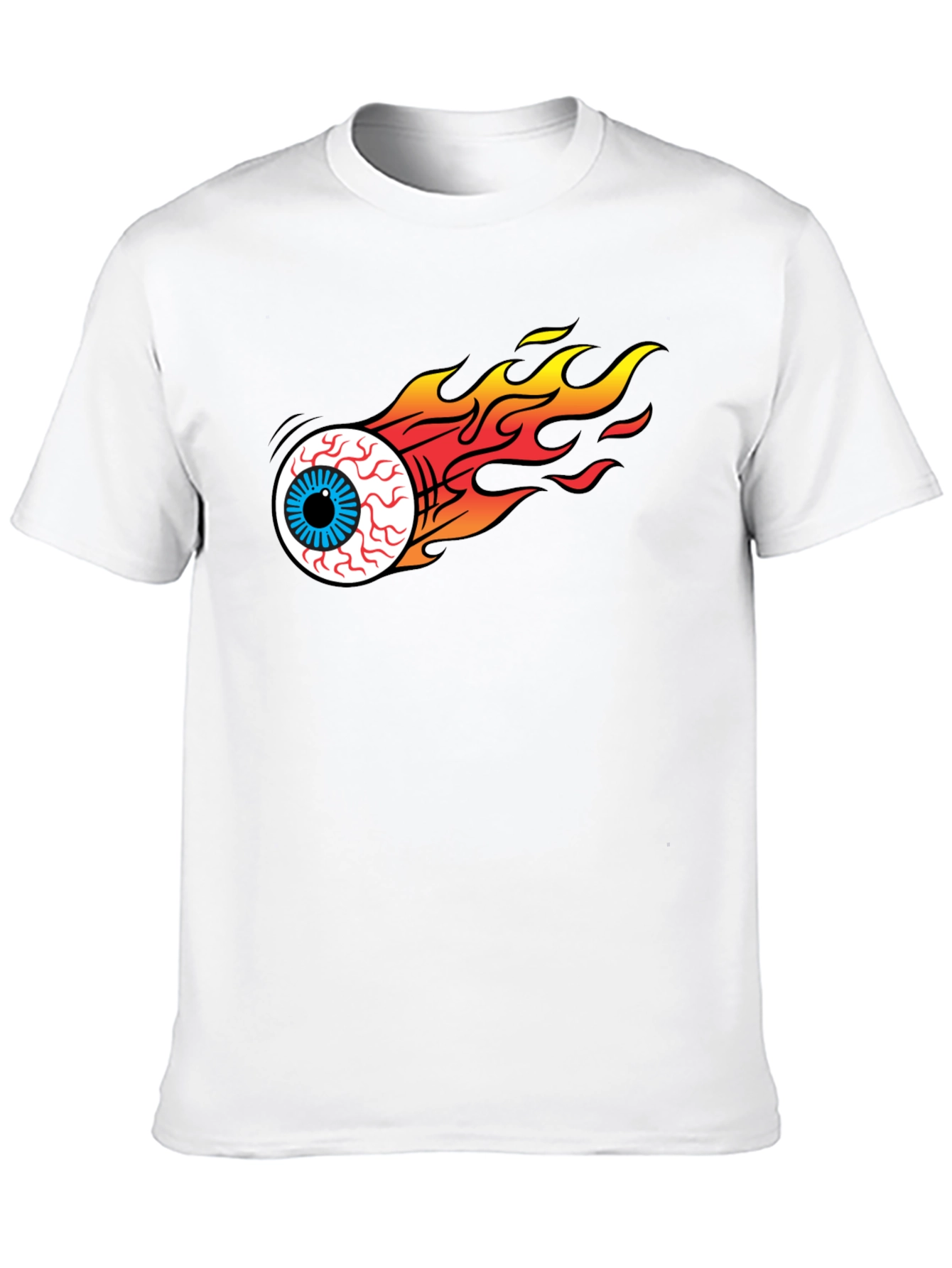 Black Flaming Eyeball Graphic Black T-Shirt view 10