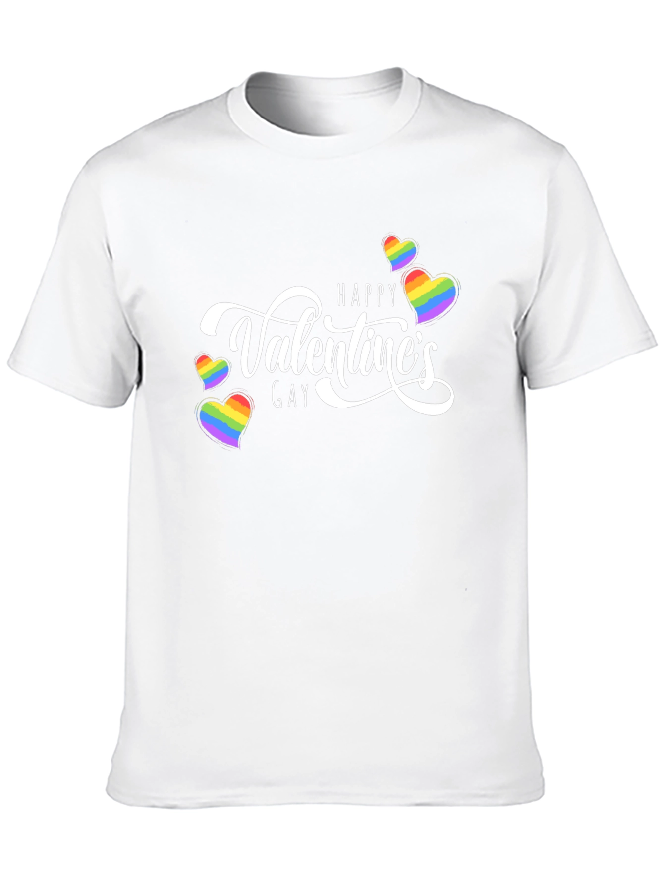 Black Happy Gay Valentine's Rainbow Heart T-Shirt view 10