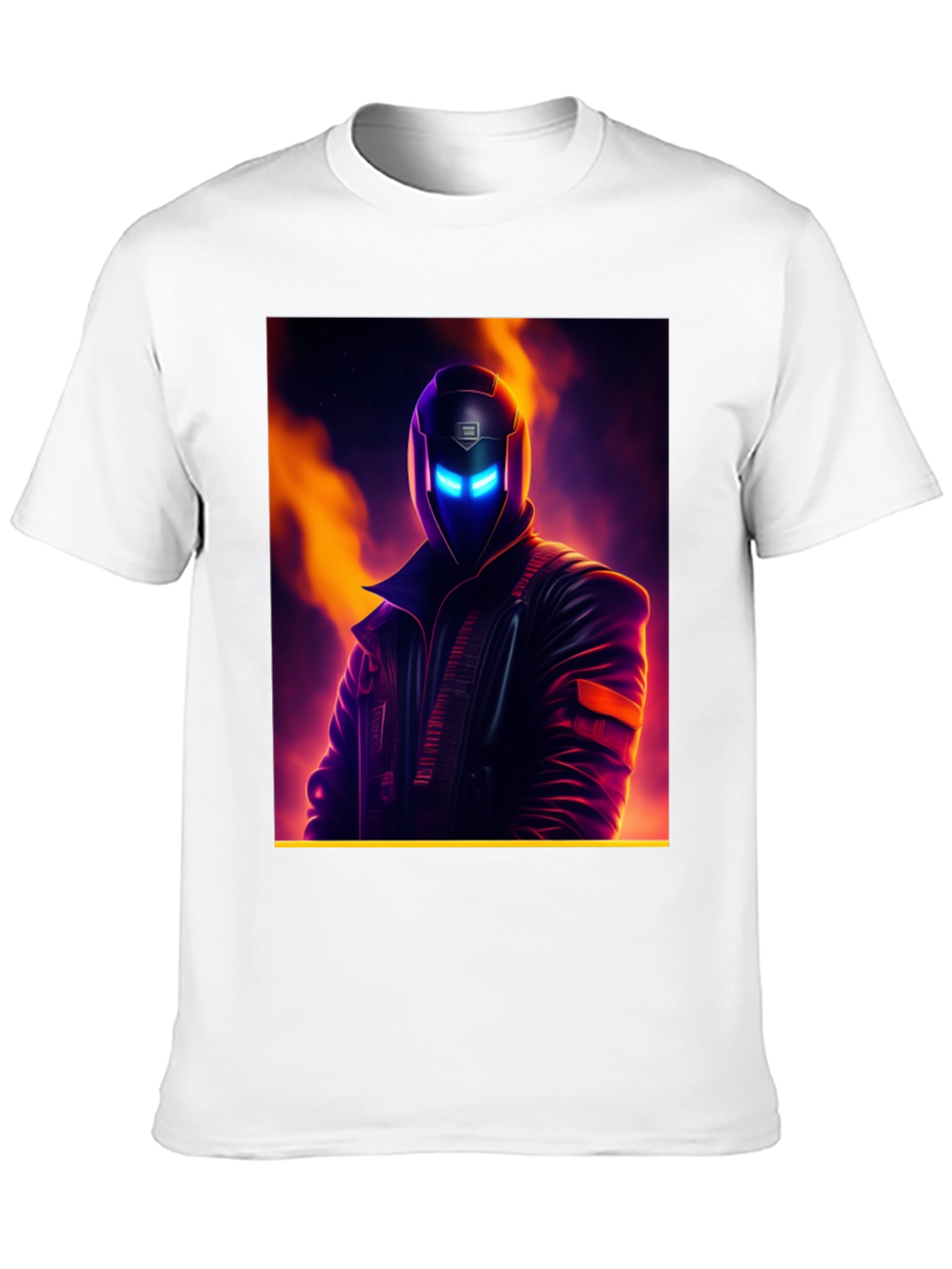 Black Cyberpunk Character Graphic Tee - Men's Black T-Shirt view 10