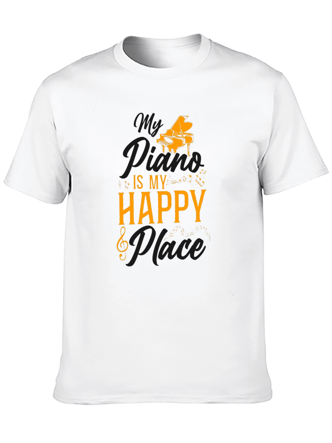Black My Piano Is My Happy Place T-Shirt view 10
