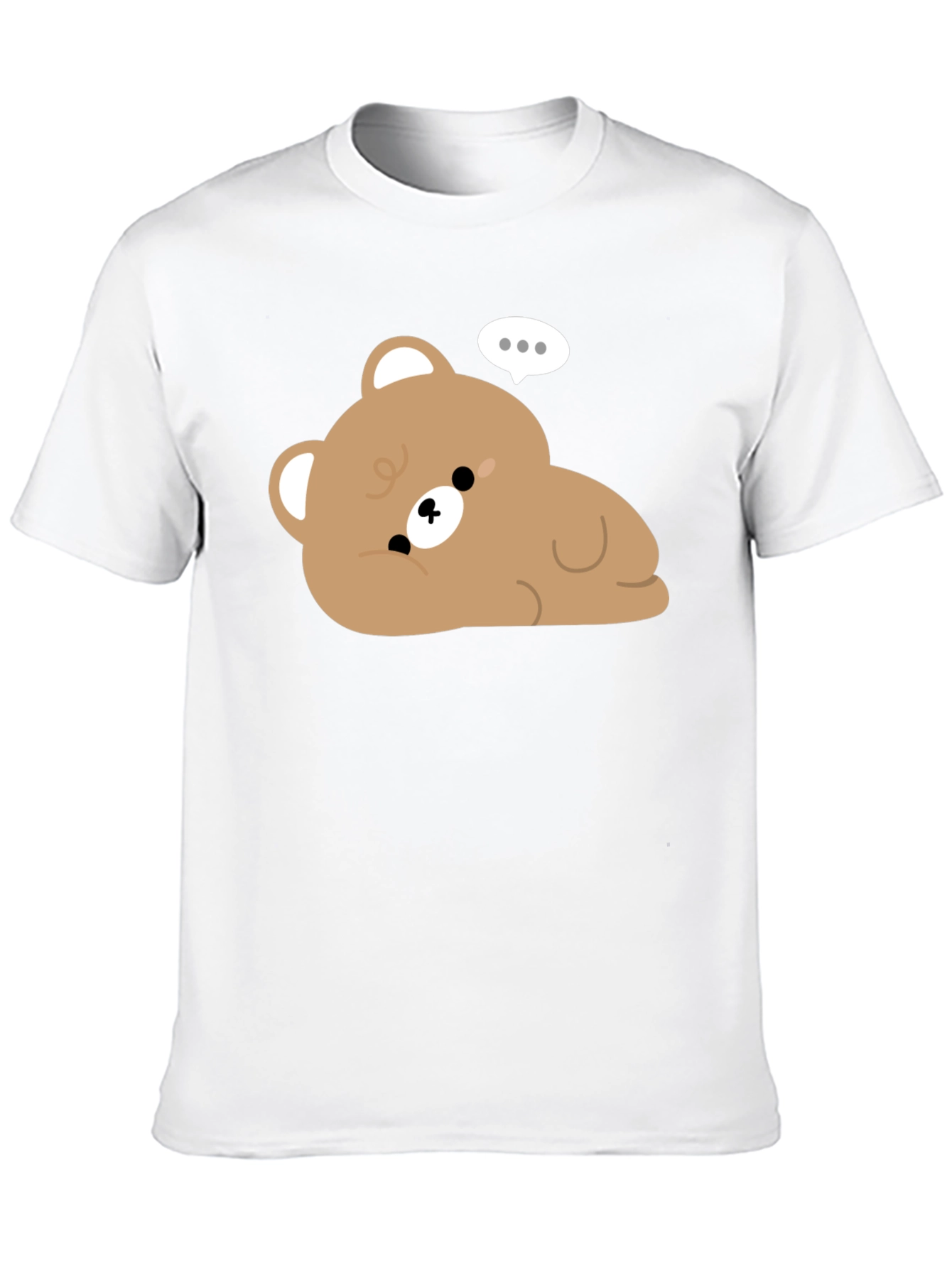 Black Cute Cartoon Bear Graphic Black T-Shirt view 10