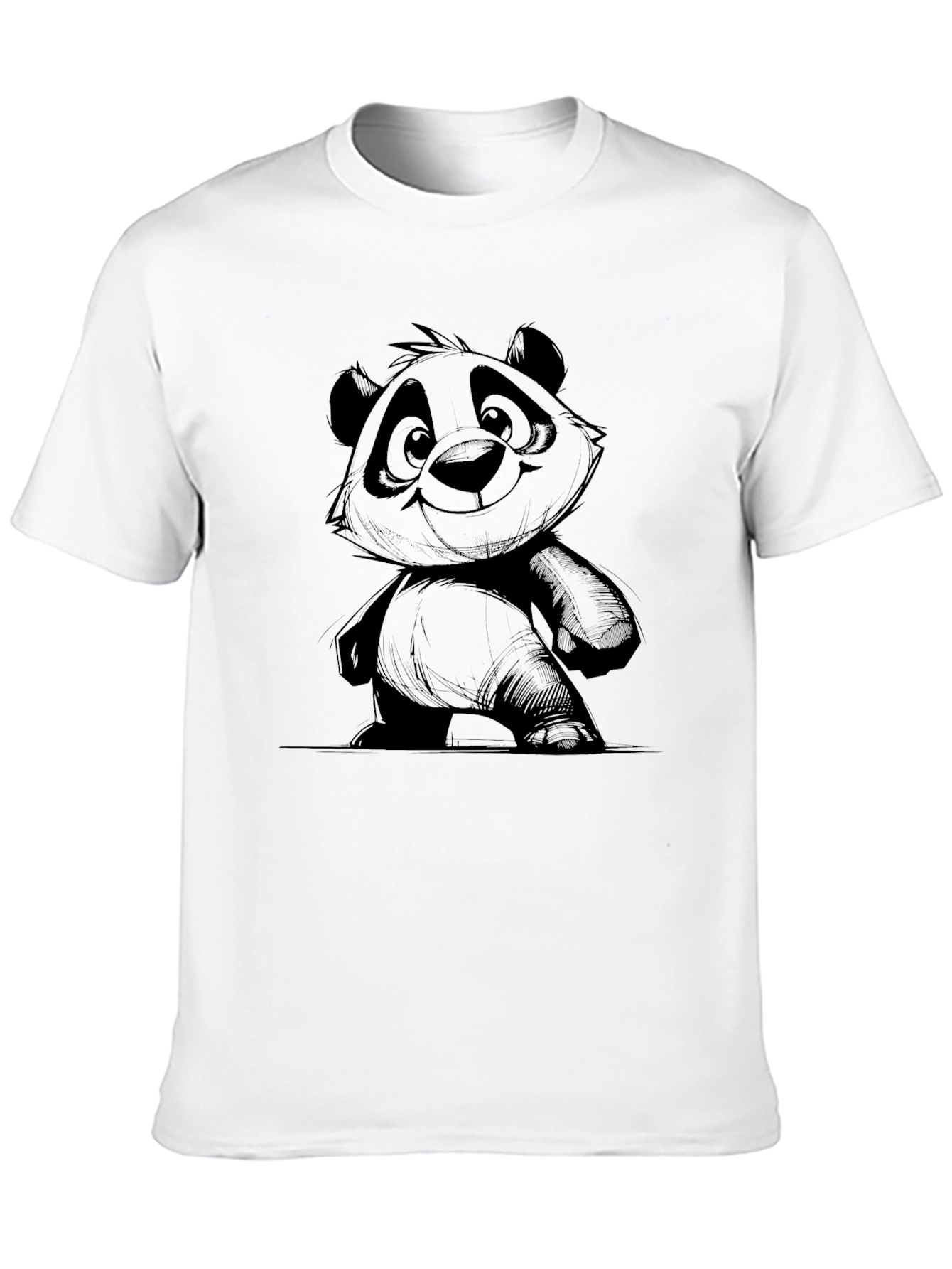 Black Cool Panda Graphic Black T-Shirt view 10