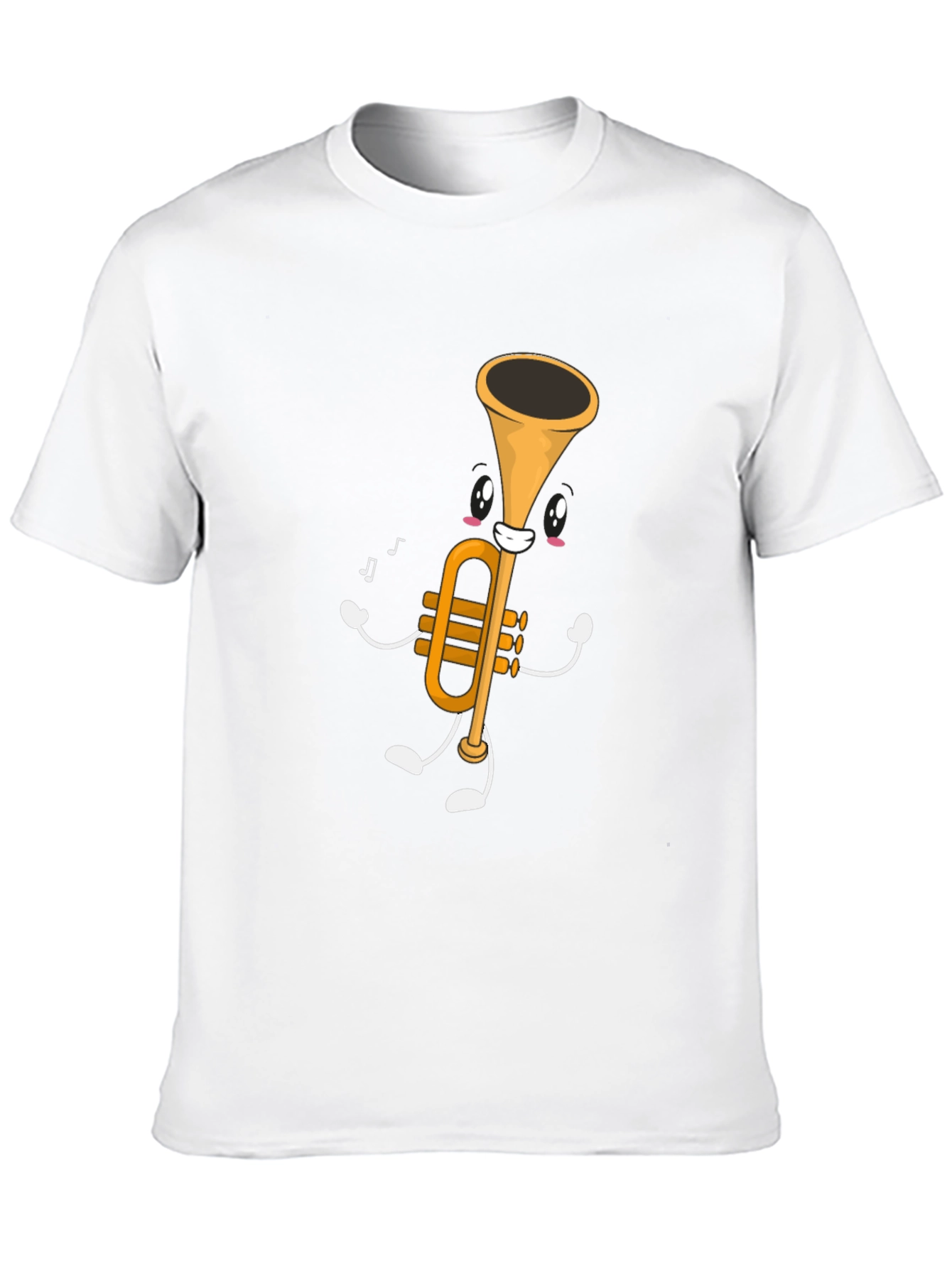 Black Musical Trumpet Graphic Tee - Black Cotton T-Shirt view 10