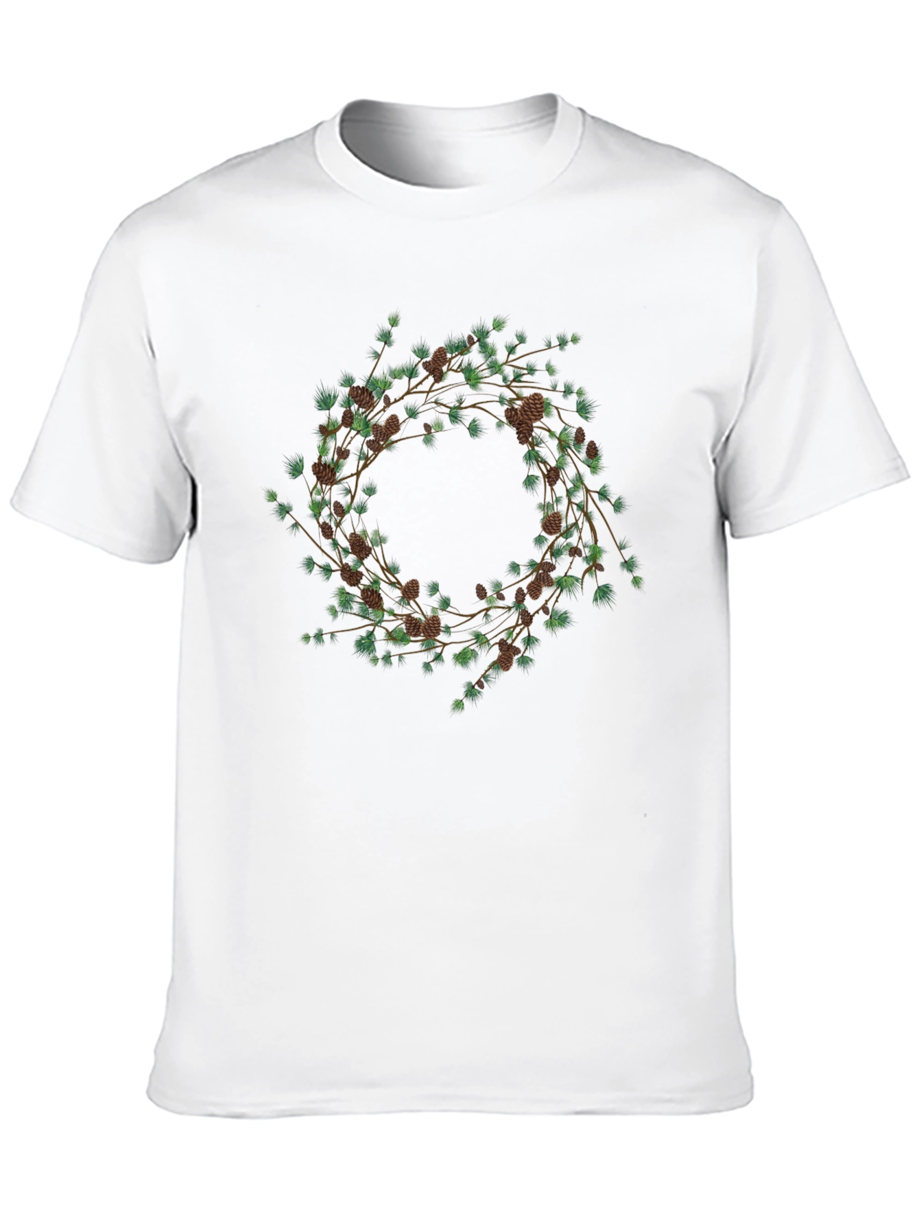 Black Nature Wreath Graphic T-Shirt - Black Cotton Tee view 10