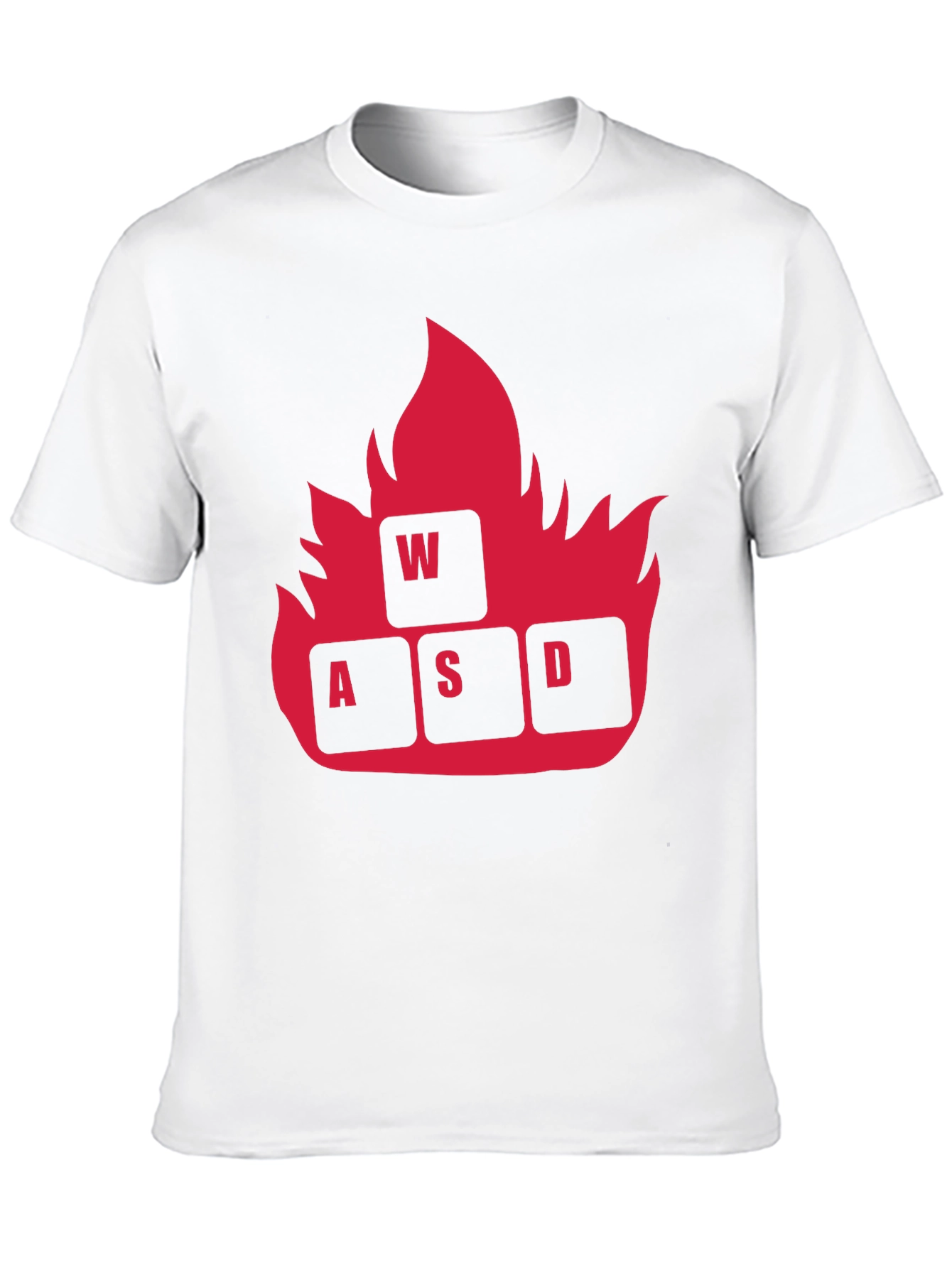 Black Gaming WASD Fire T-Shirt - Black Cotton Tee view 10