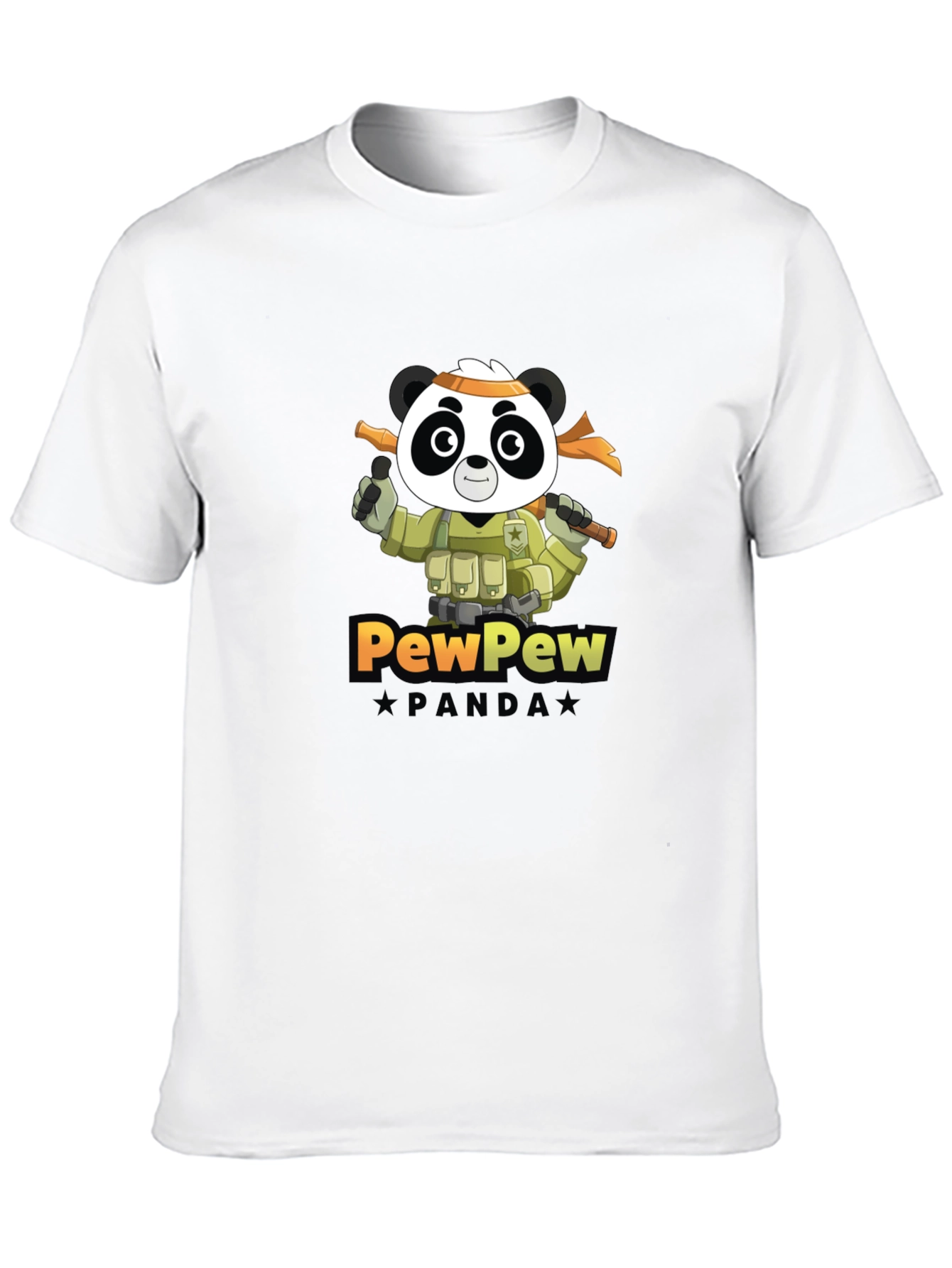 Black PewPew Panda Graphic Tee - Black Crew Neck T-Shirt view 10