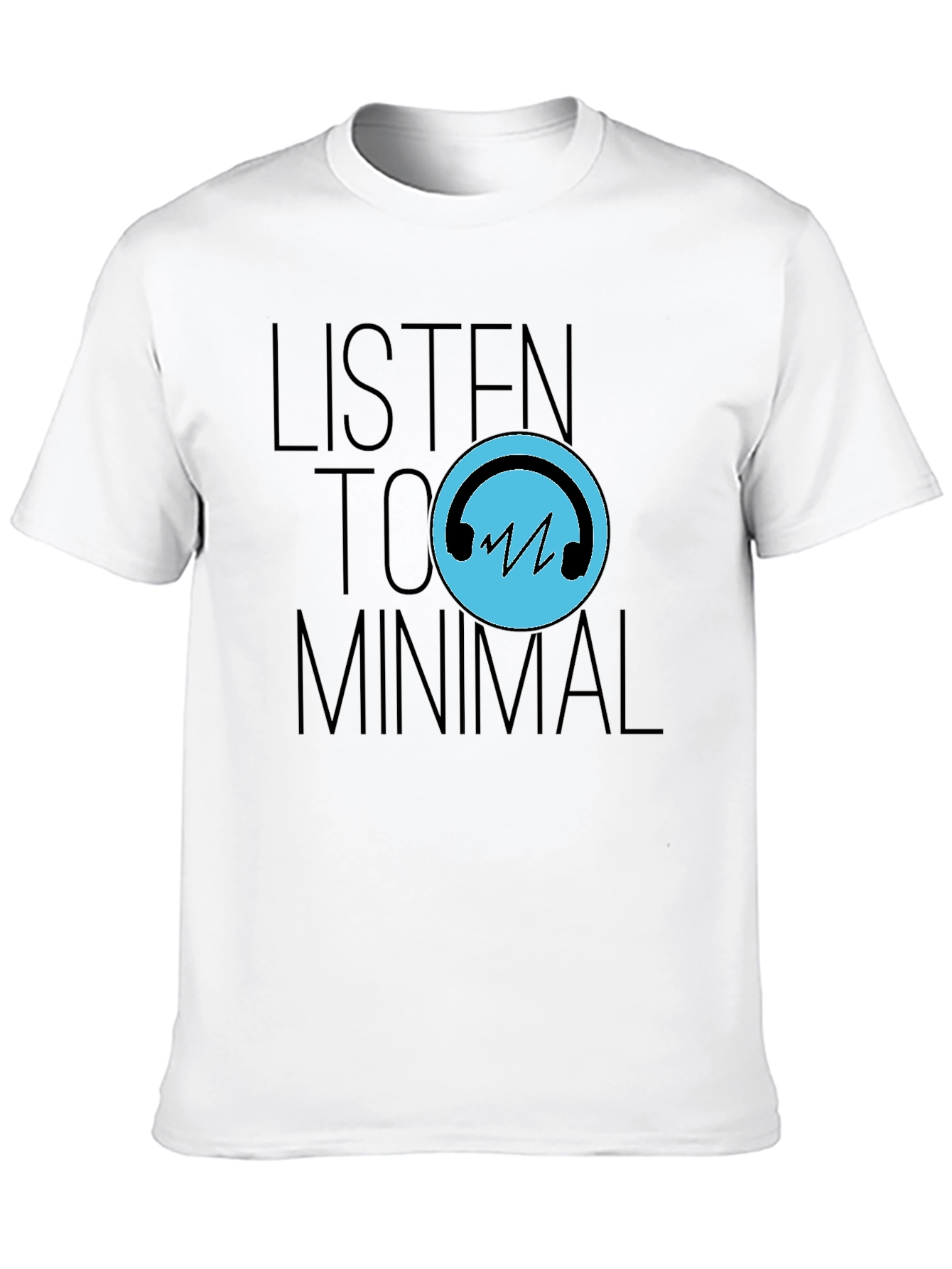 Black Listen to Minimal Black T-Shirt view 10