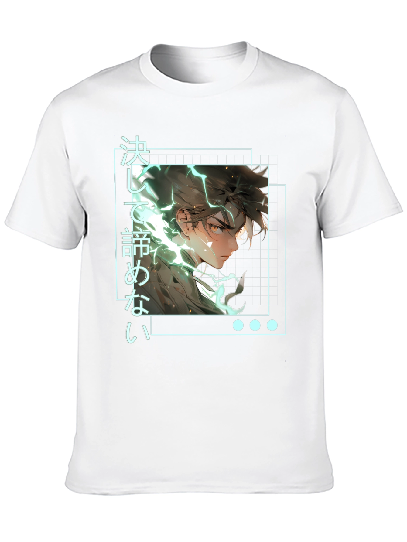 Black Anime Graphic Tee: Never Give Up Shirt view 10