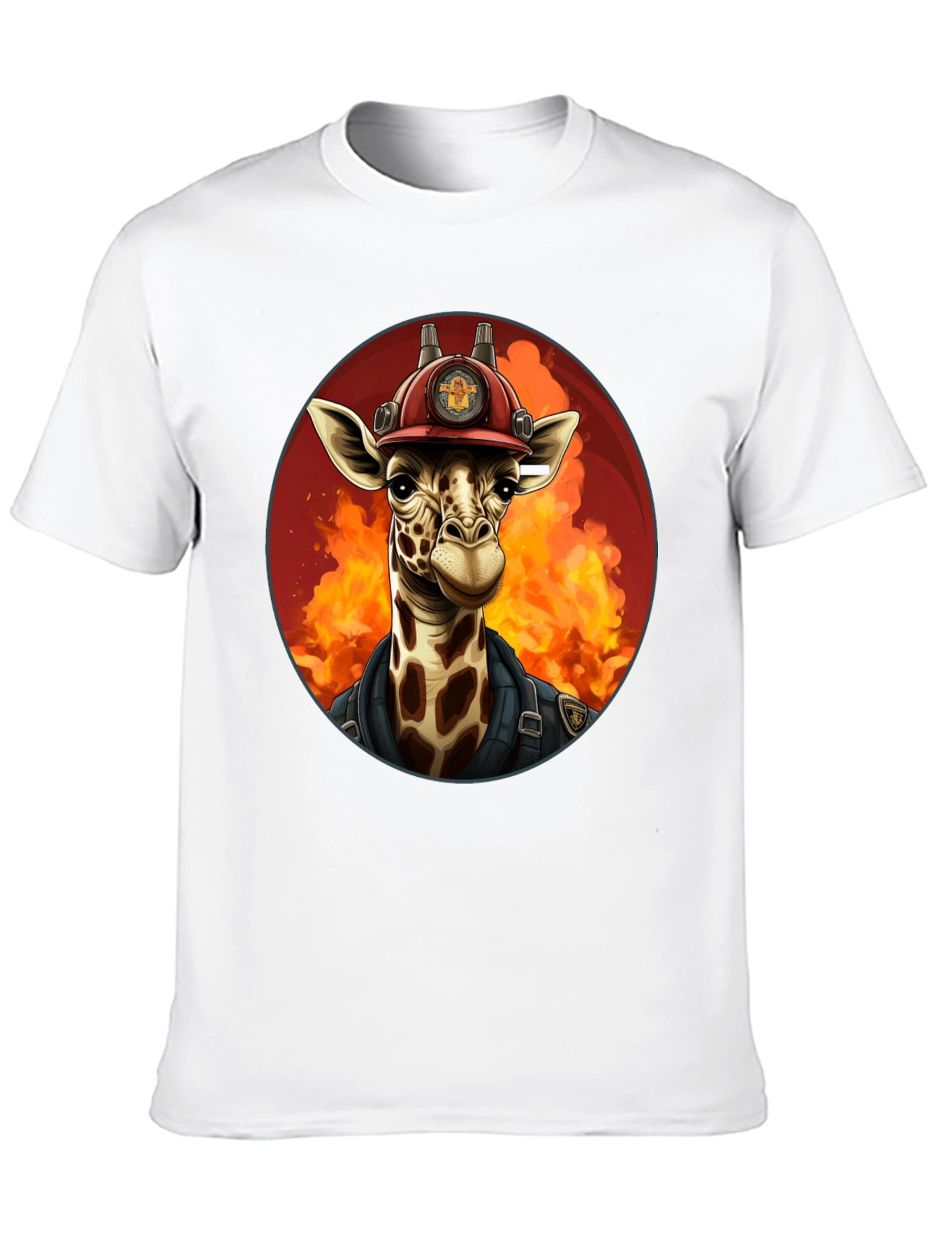 Black Giraffe Firefighter Graphic Tee view 10