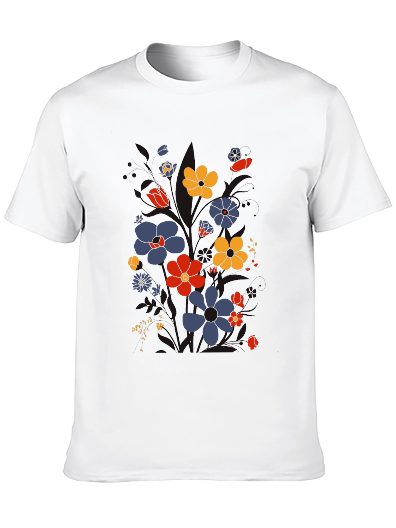 Black Floral Graphic Print T-Shirt - Retro Style view 10