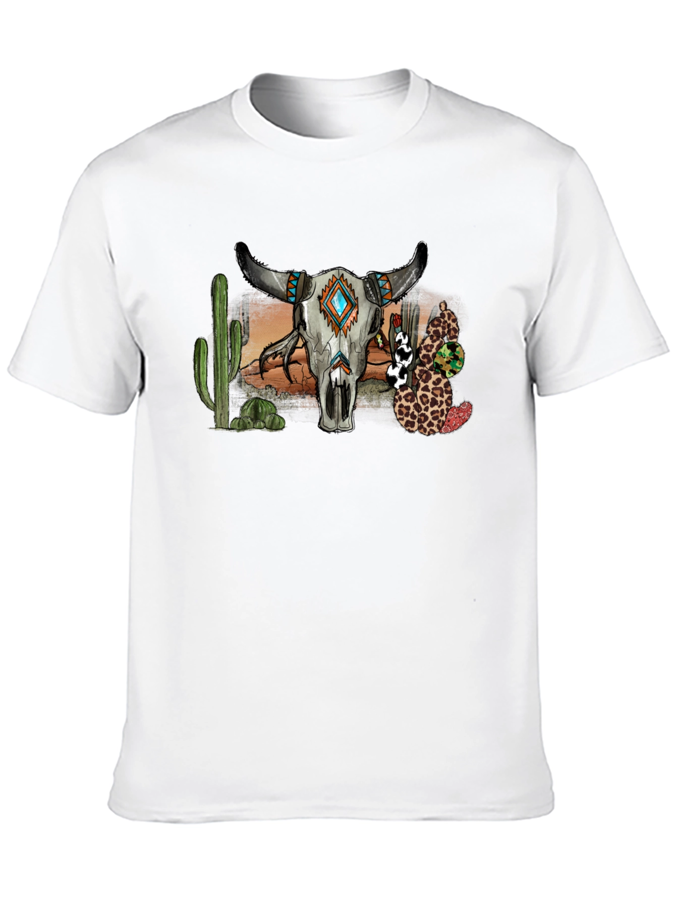Black Western Bull Skull Graphic T-Shirt view 10