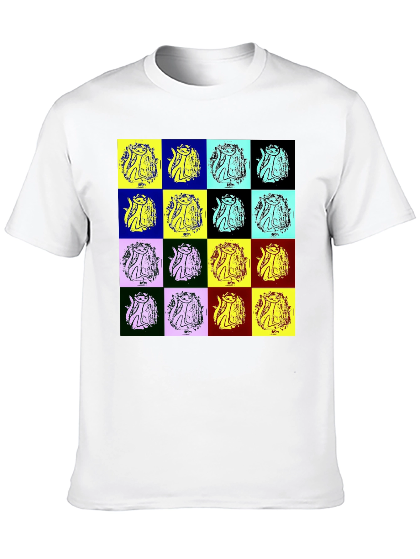 Black Pop Art Cat Graphic Black T-Shirt view 10