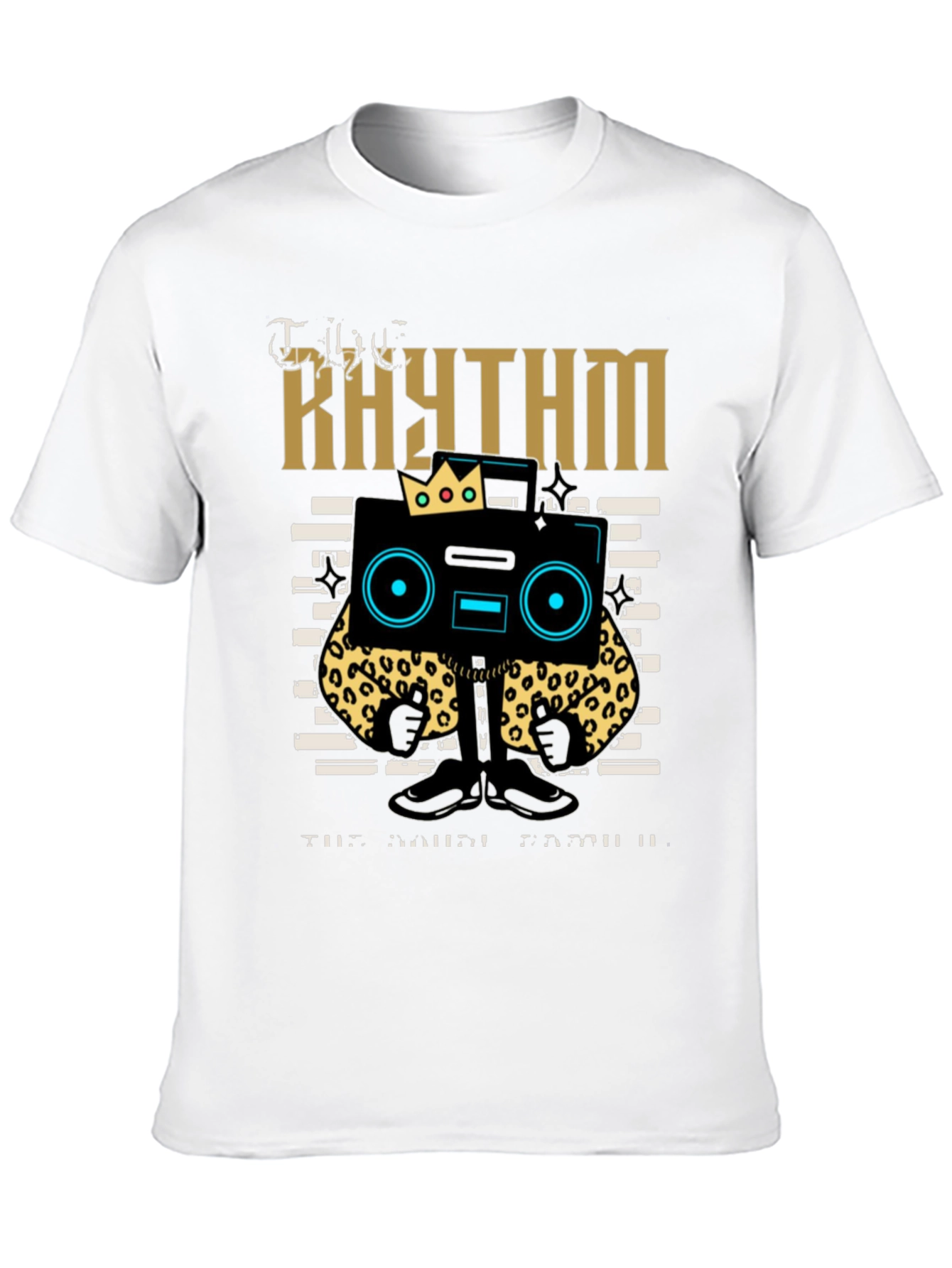 Black Rhythm Graphic Tee - Cool Cartoon Boombox Design view 10