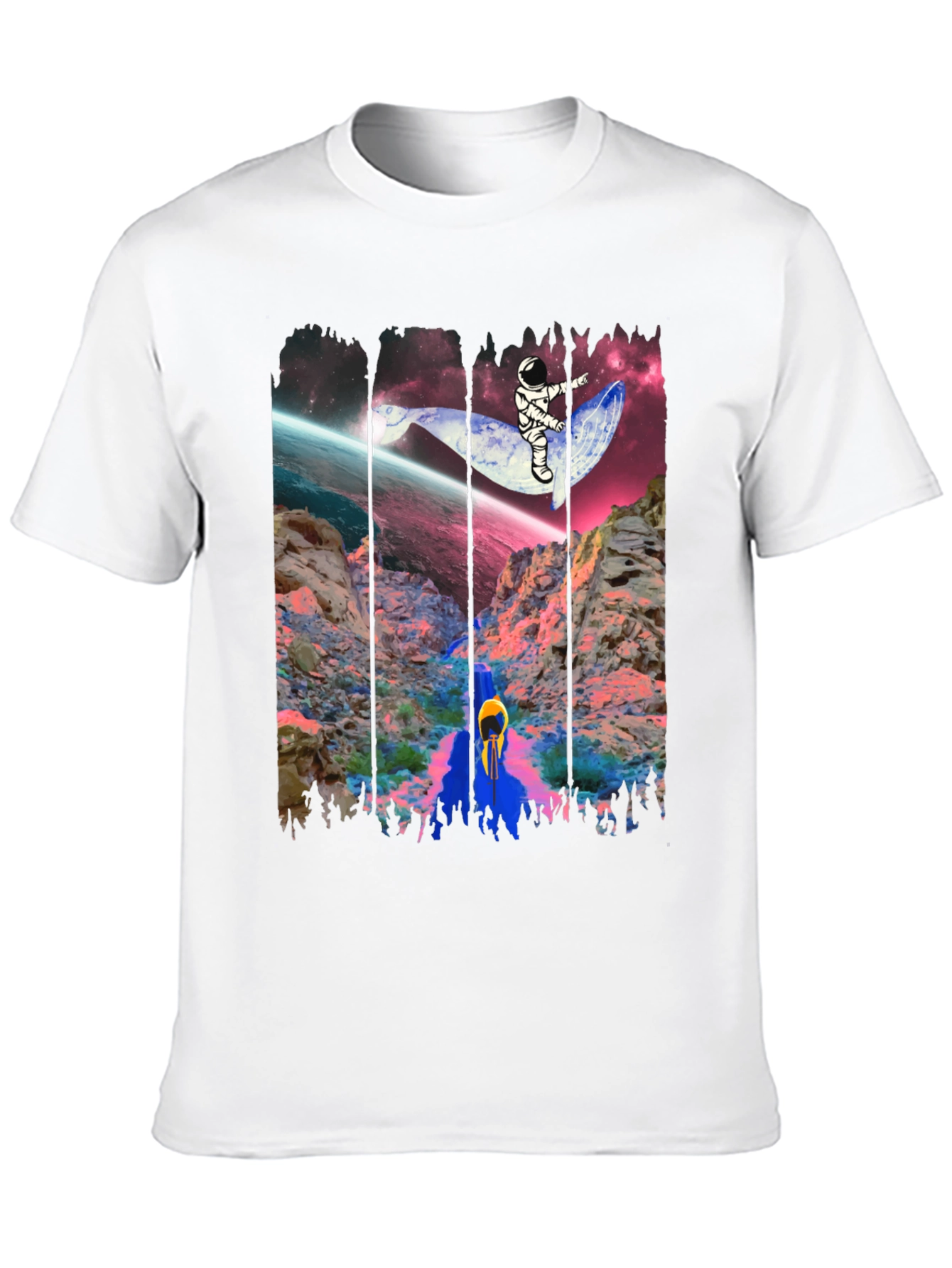 Black Astronaut Whale Ride Graphic Tee view 10