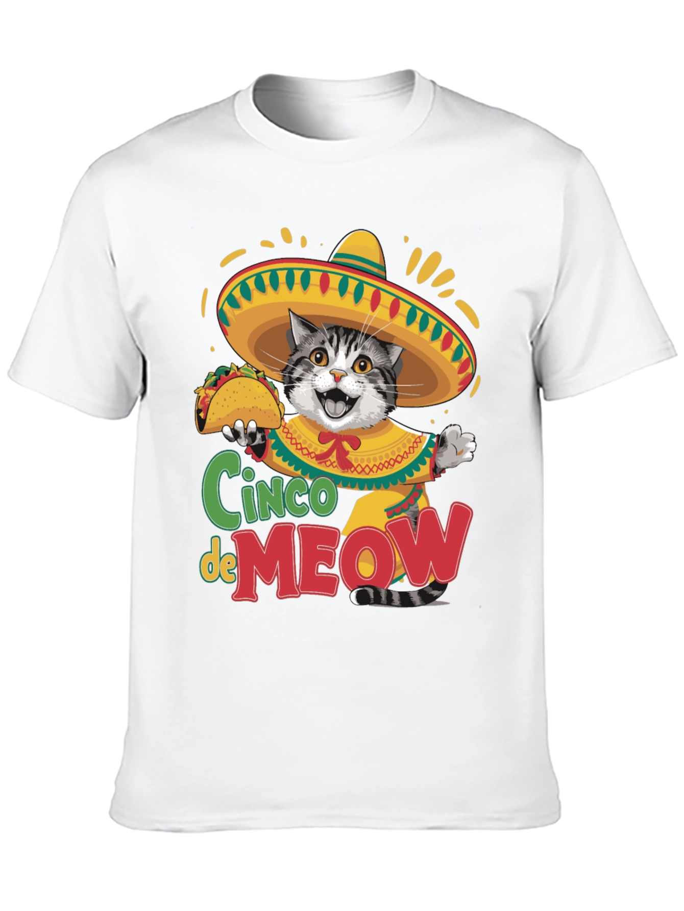 Black Cinco de Meow Cat T-Shirt - Taco Fiesta Tee view 10