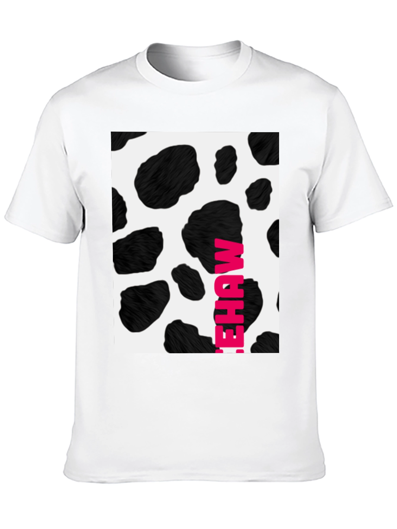 Black Cow Print T-Shirt with Pink Lettering view 10