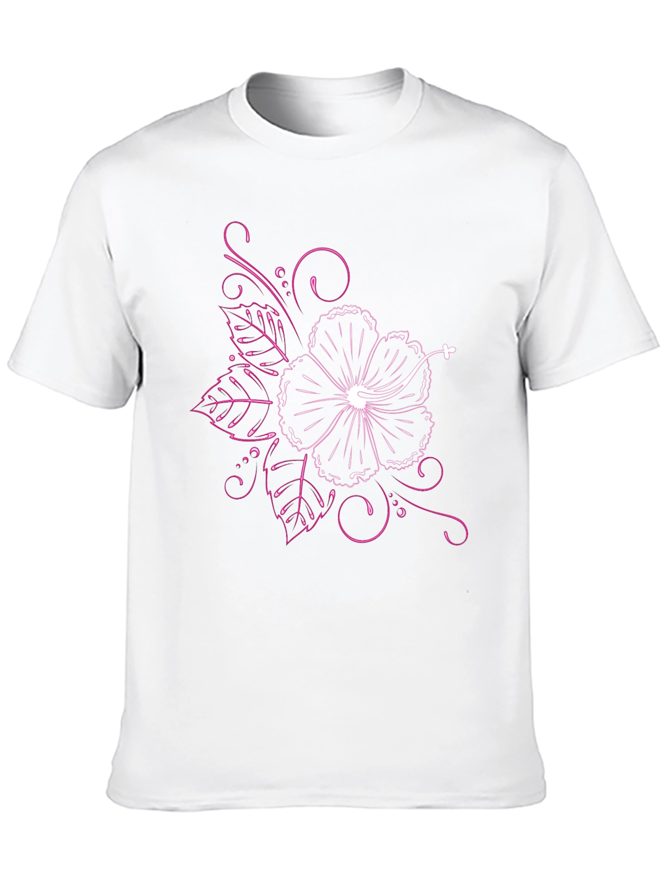 Black T-Shirt with Floral Hibiscus Design - 10