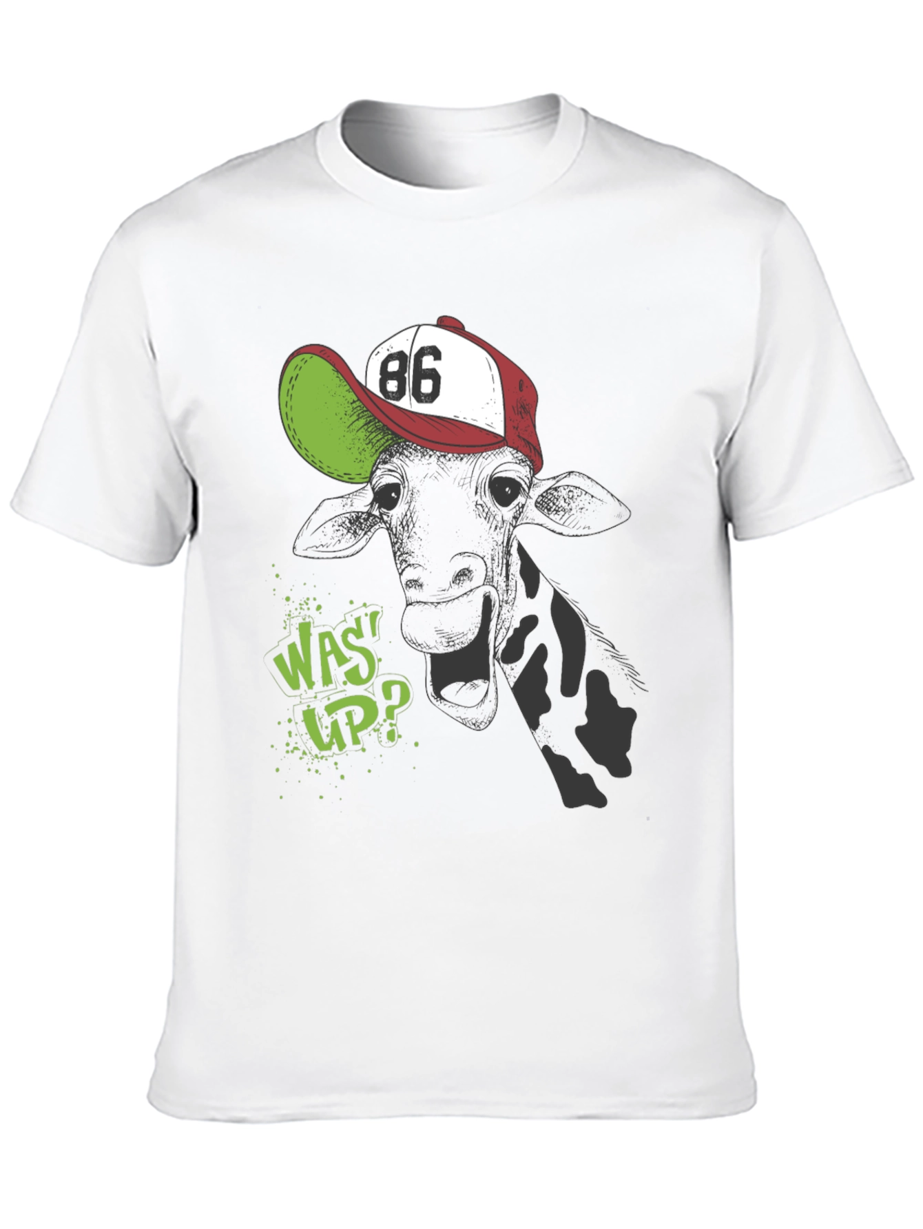 Black Cool Cow T-Shirt - 'Was Up?' Design view 10