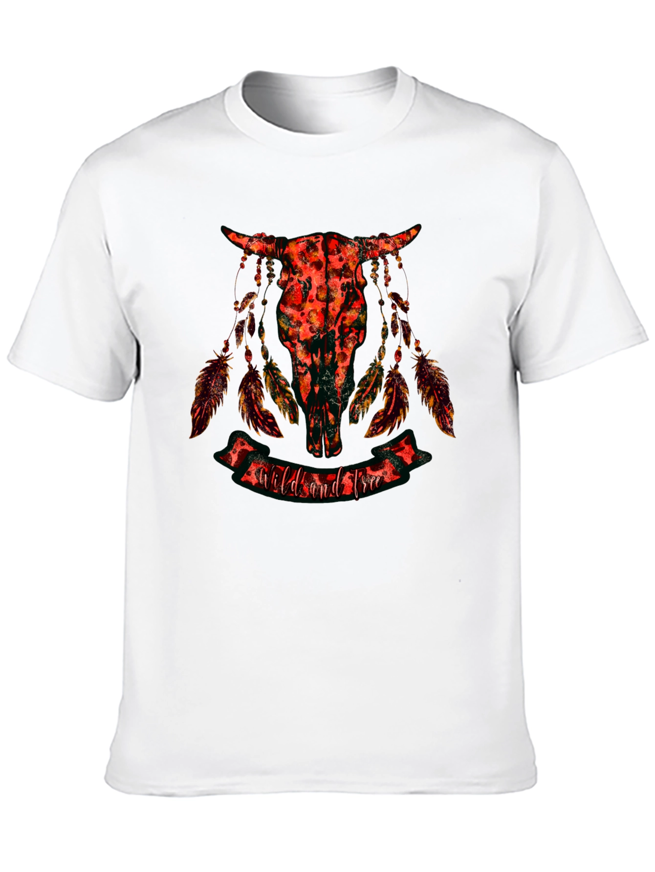 Black Wild and Free Skull Graphic Tee view 10