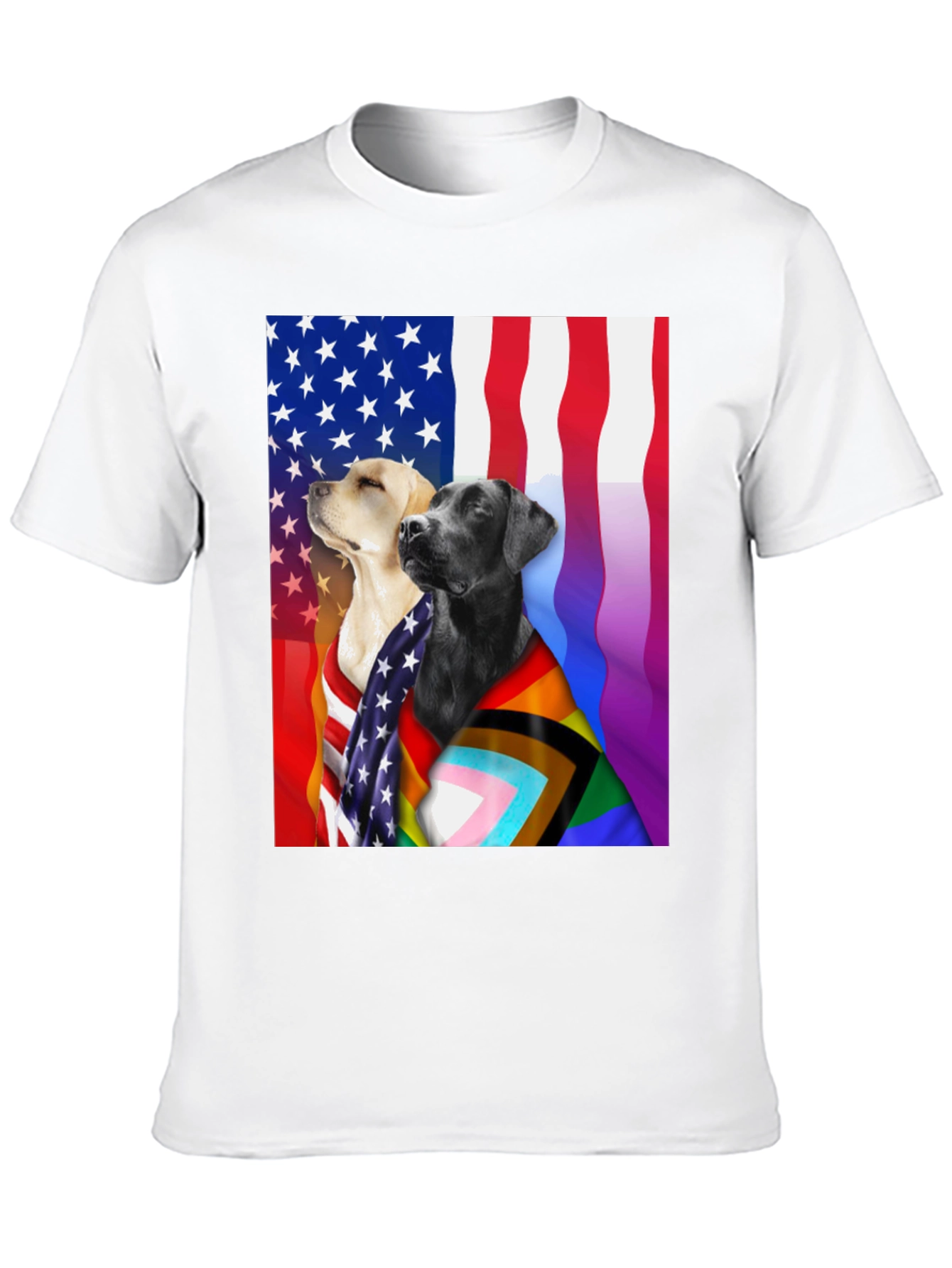 Black Patriotic Pride Dogs T-Shirt - American & LGBTQ+ Flags view 10