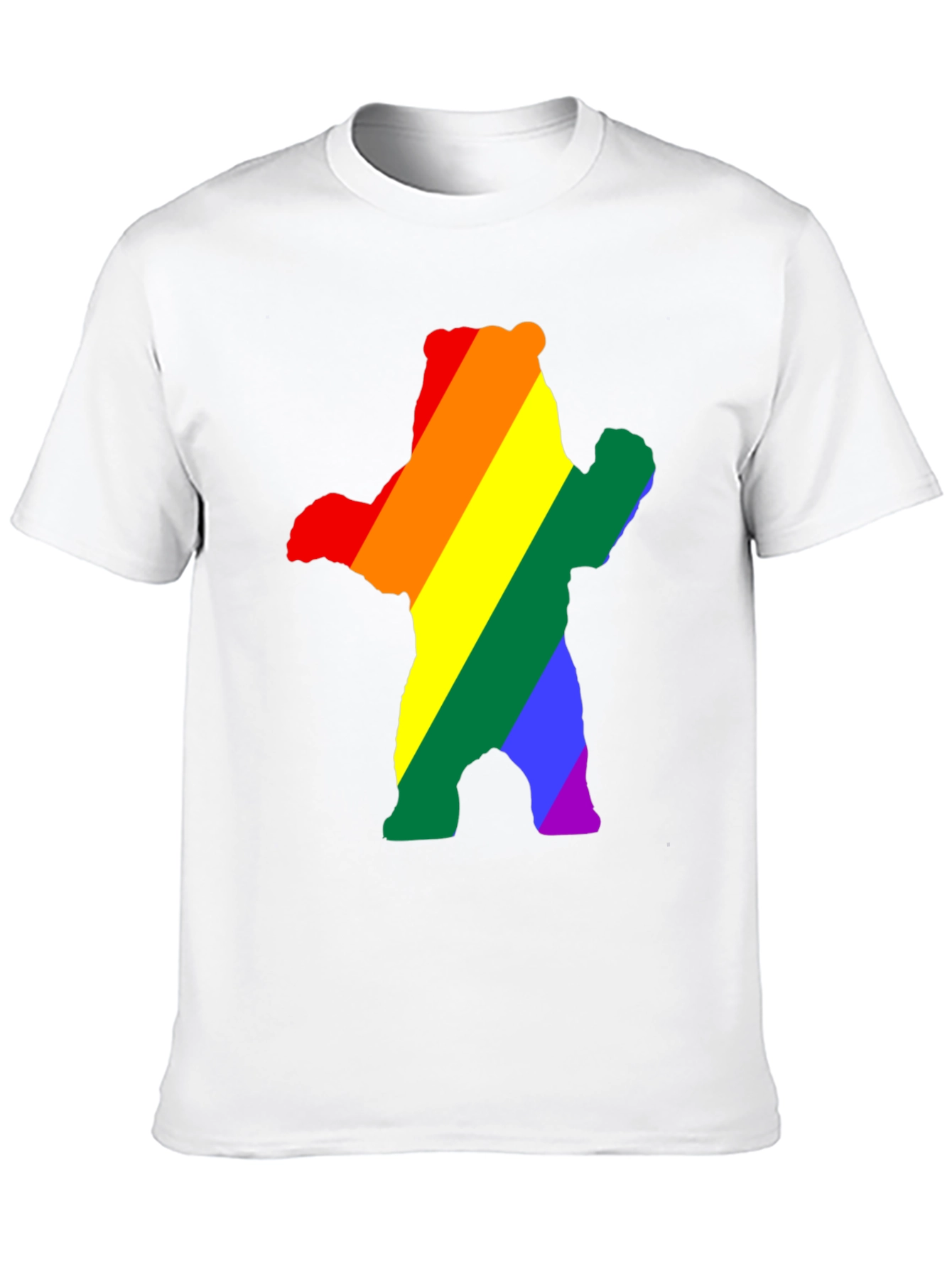Black Rainbow Bear Pride T-Shirt - Black Crew Neck Cotton Tee view 10