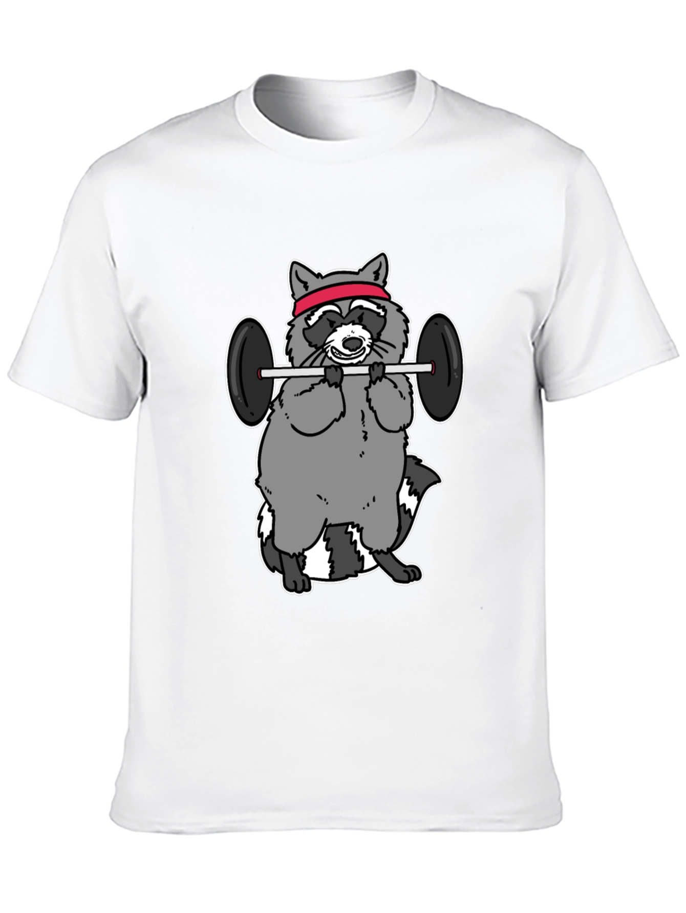 Black Raccoon Lifting Weights Funny Graphic T-Shirt view 10