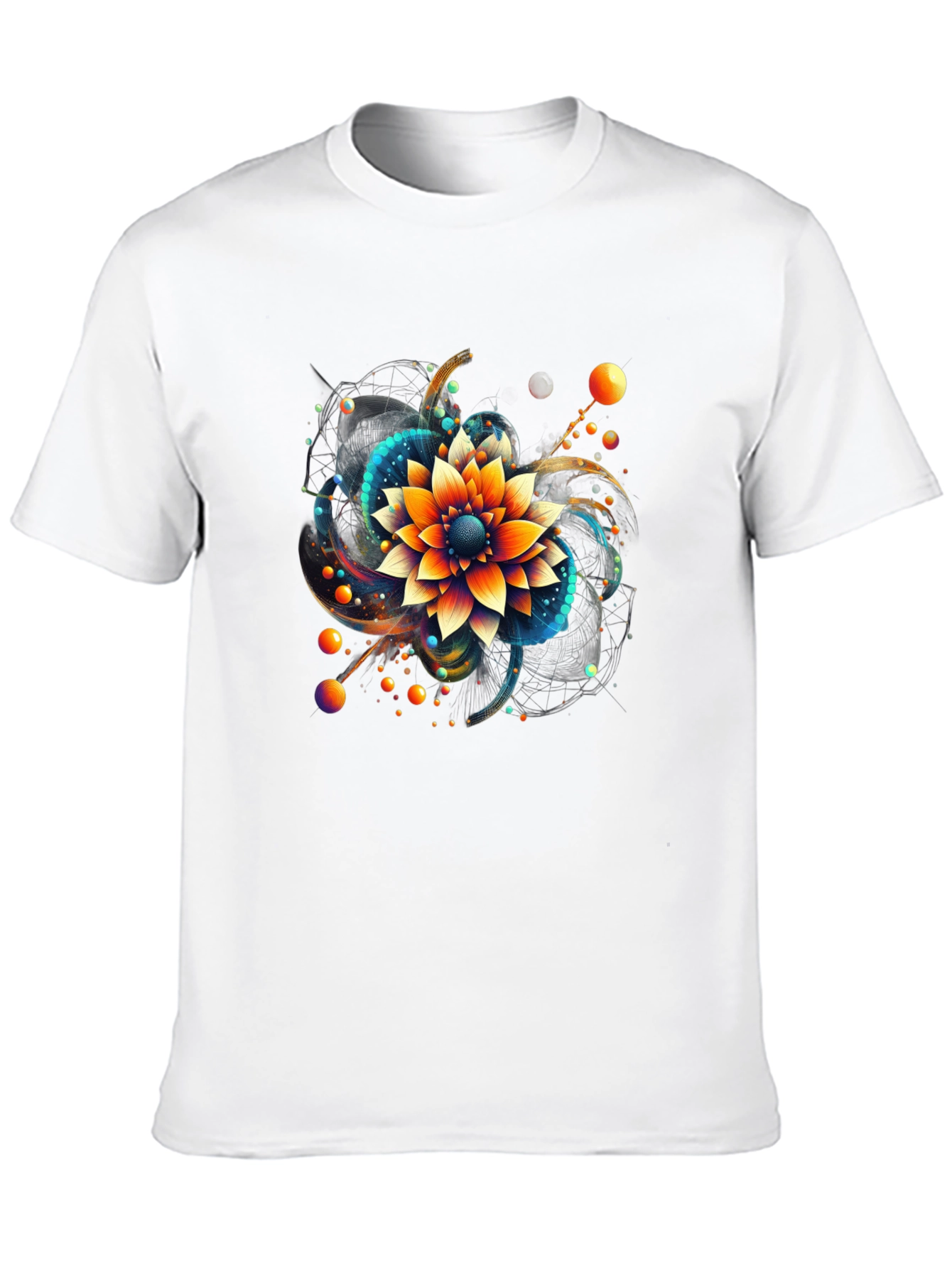 Black Abstract Floral Graphic Print Black T-Shirt view 10