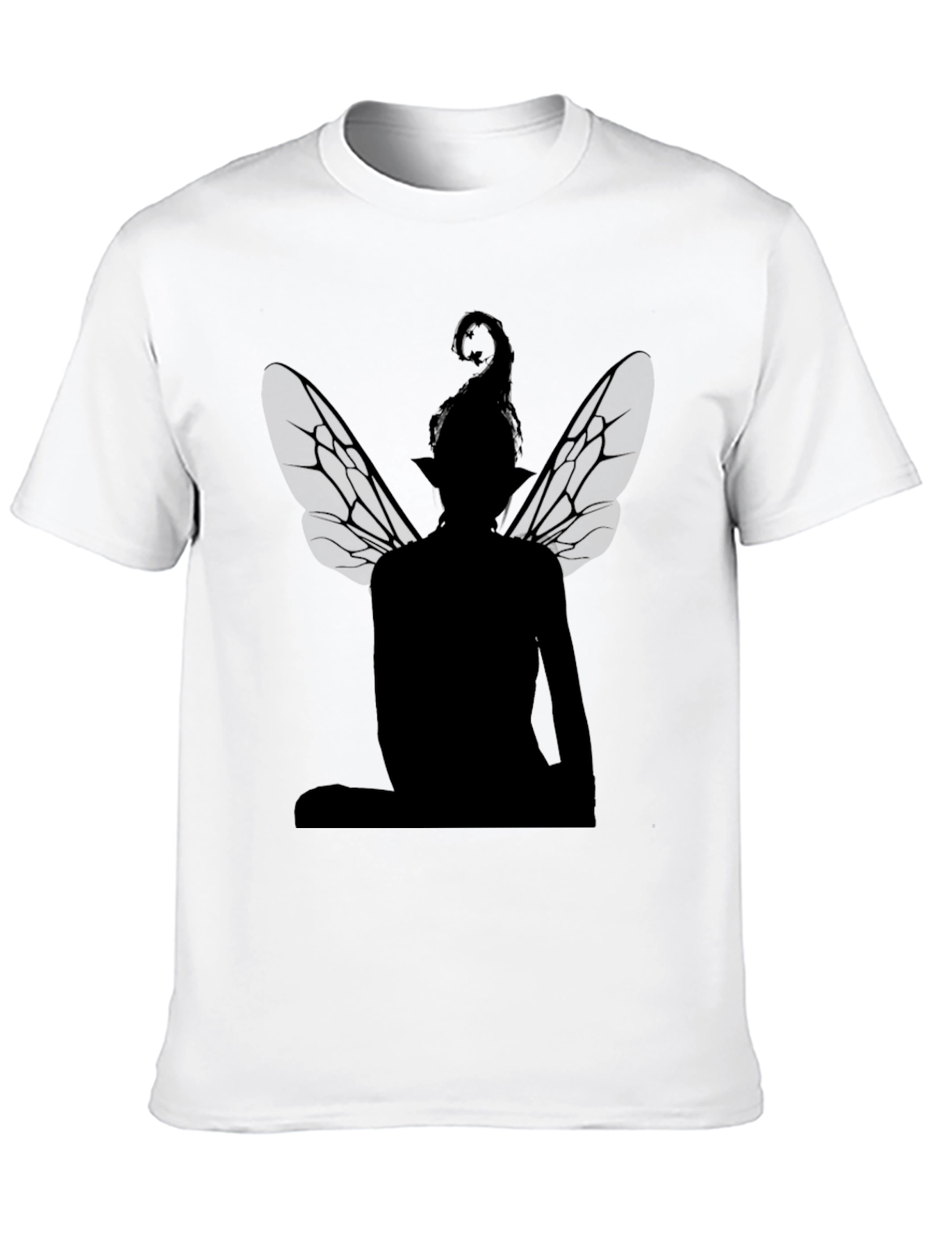 Black Fairy Silhouette T-Shirt - Black Graphic Tee view 10