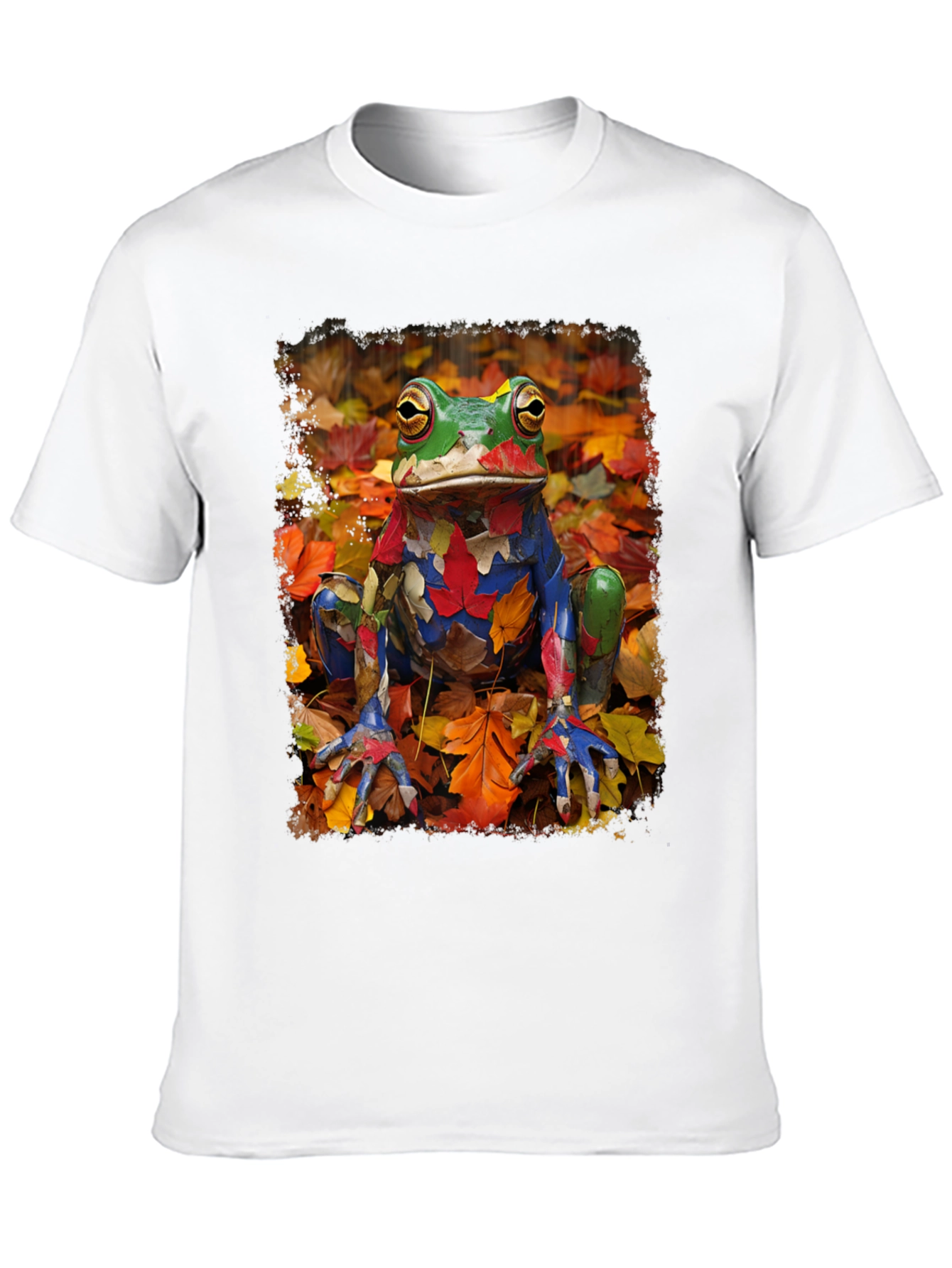 Black Frog in Fall Leaves Black T-Shirt view 10