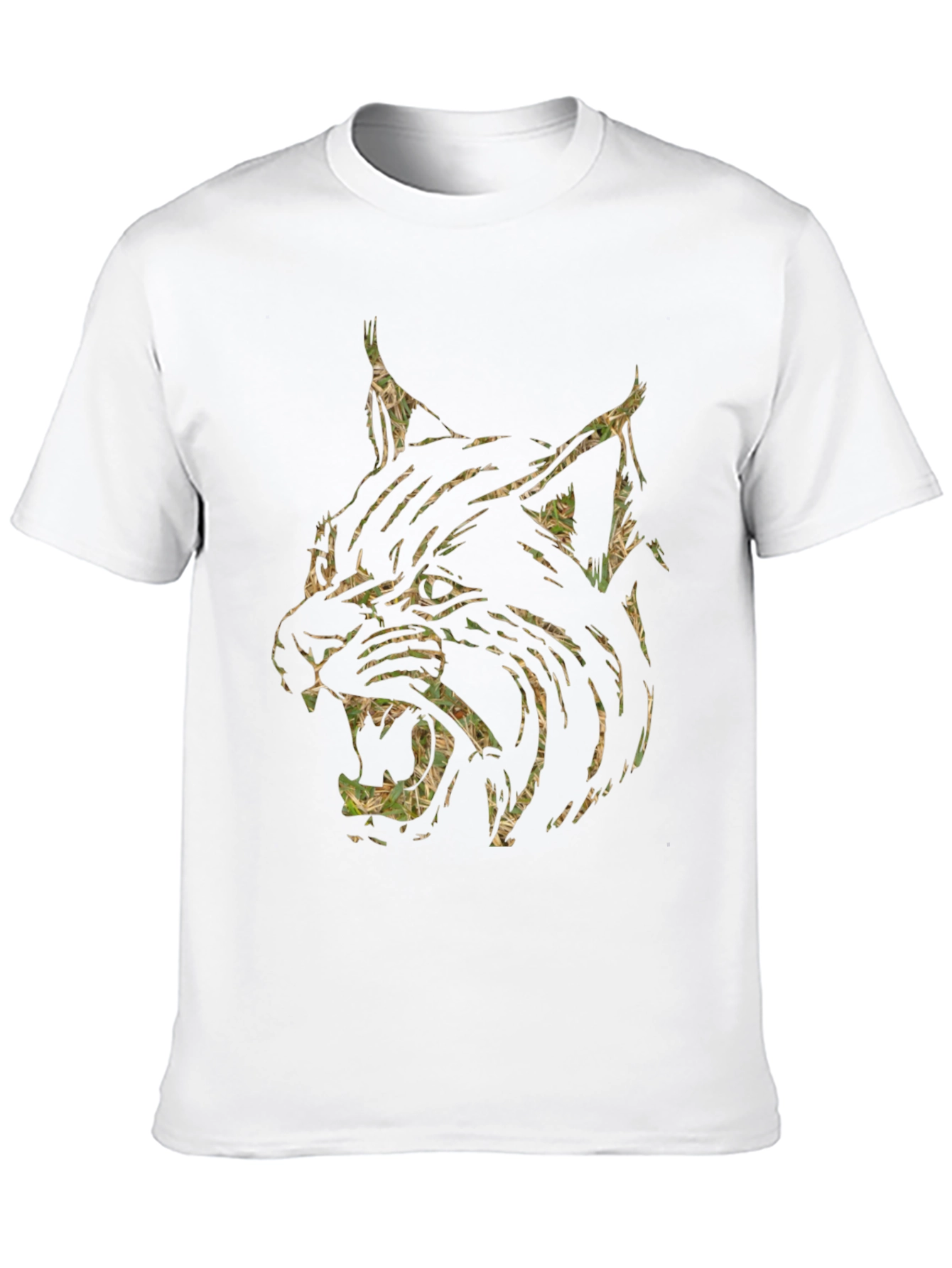 Black Men's Black T-Shirt with Camo Lynx Graphic view 10
