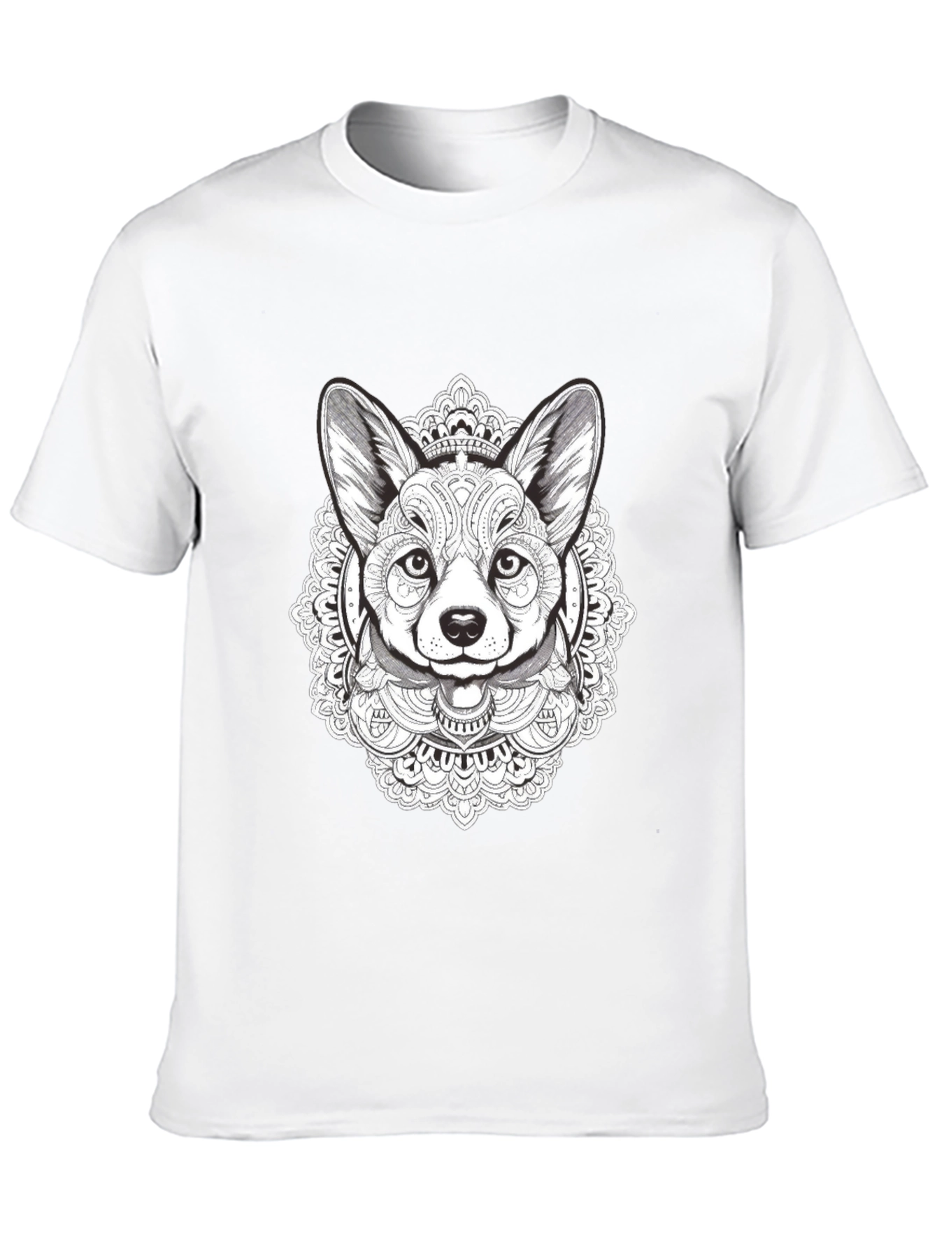 Black Corgi Mandala Graphic Tee - Stylish Dog Lover's T-Shirt view 10