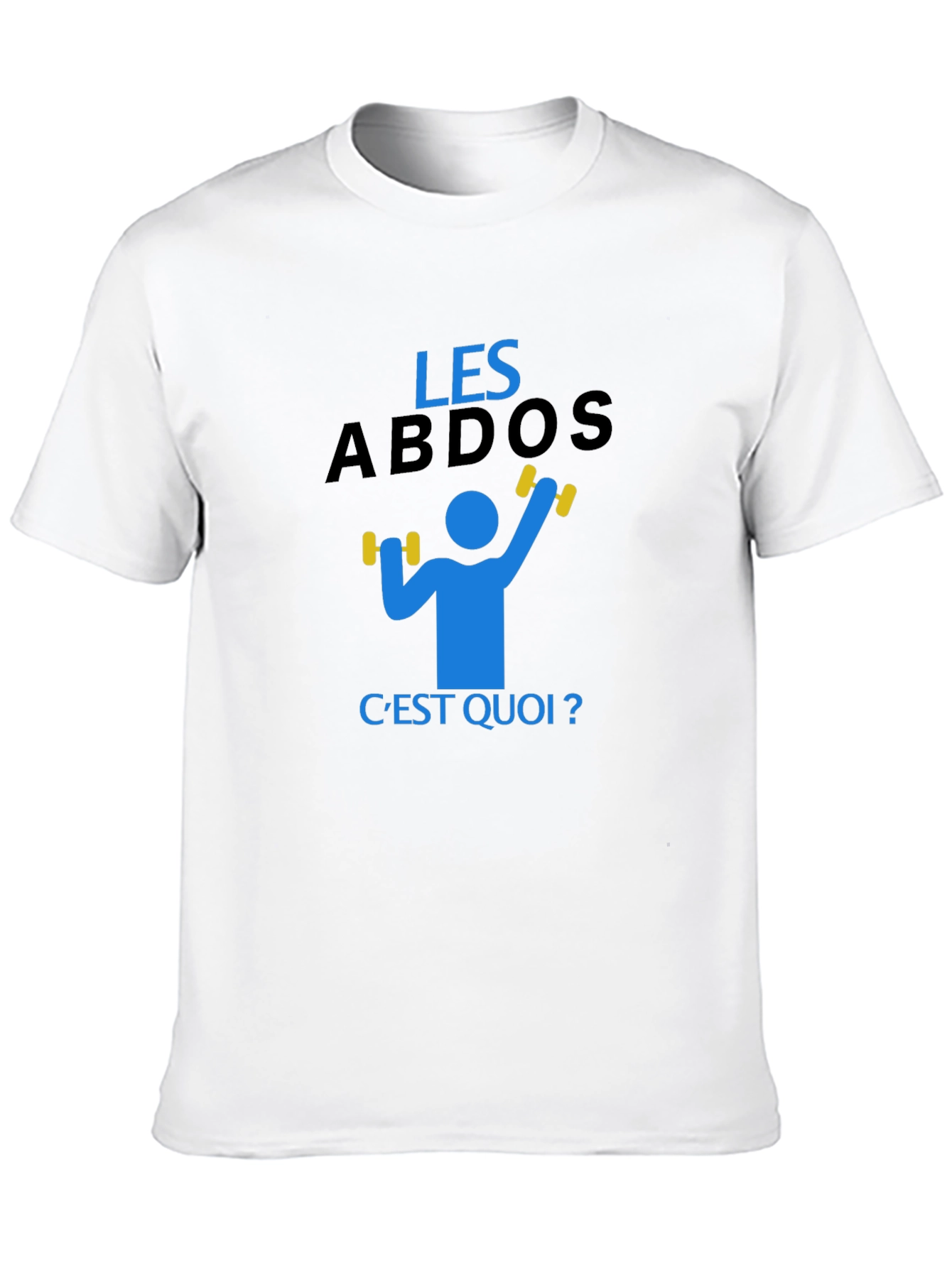 Black Funny "Les Abdos C'est Quoi" Gym Workout T-Shirt view 10