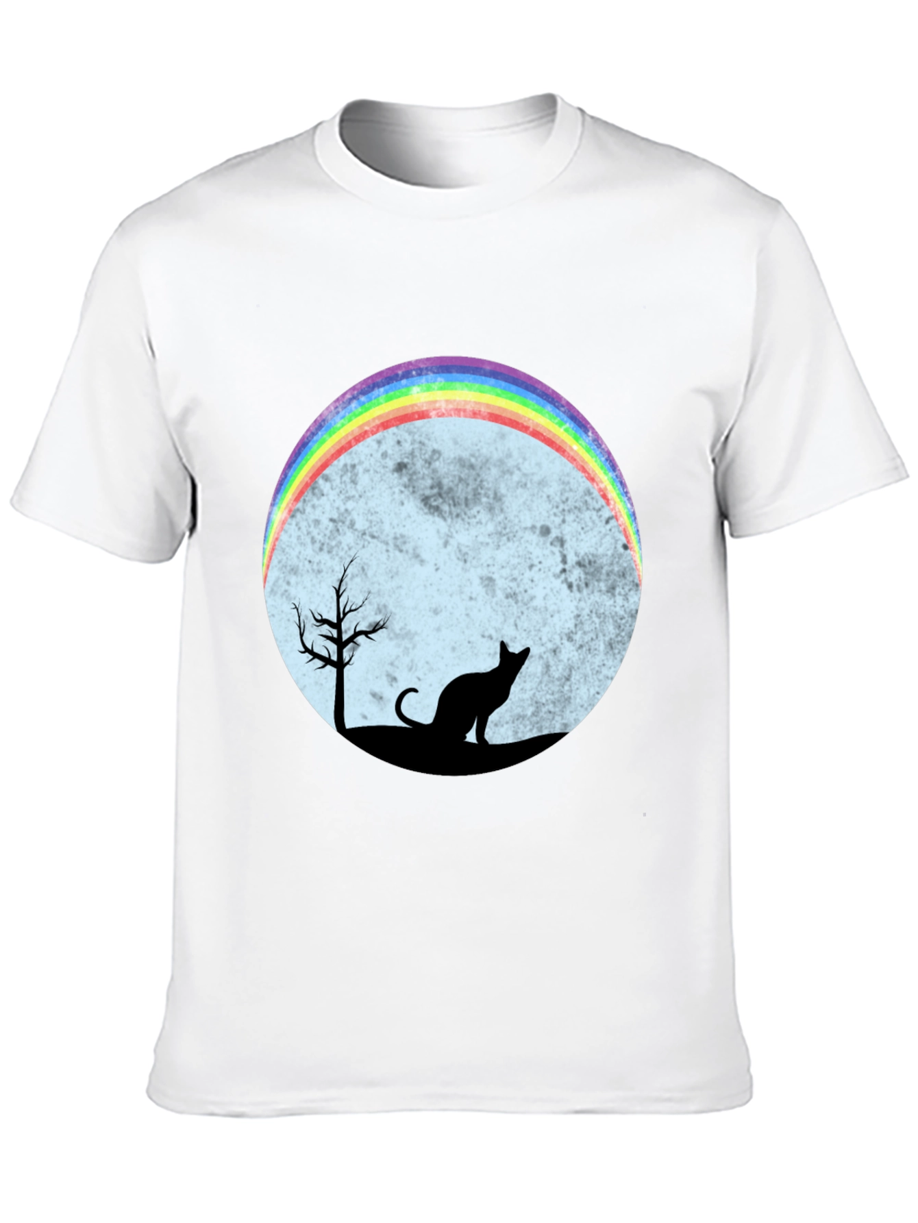 Black Rainbow Cat Silhouette Graphic T-Shirt view 10