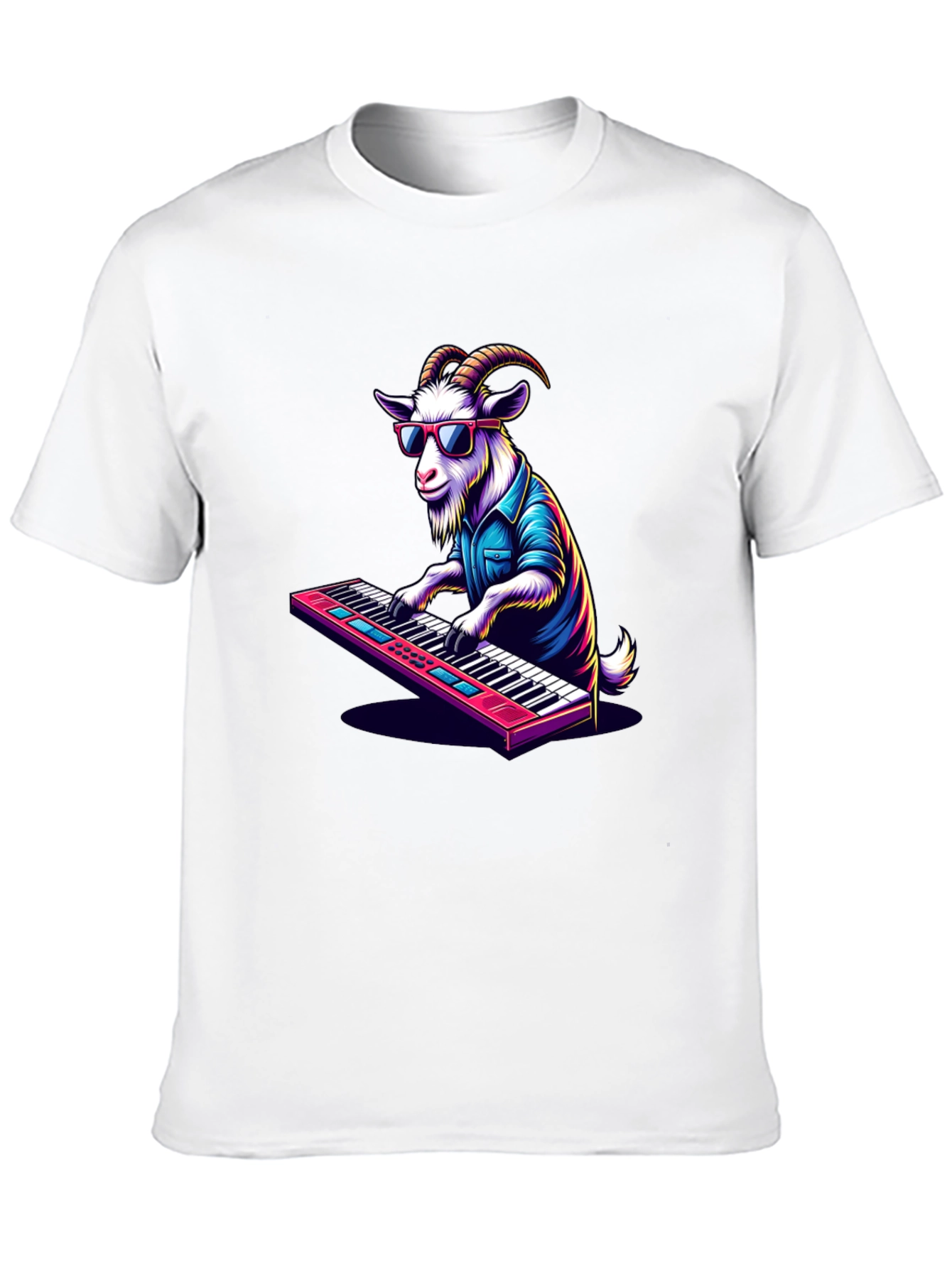 Black Goat Playing Keyboard T-Shirt - Cool Animal Tee view 10