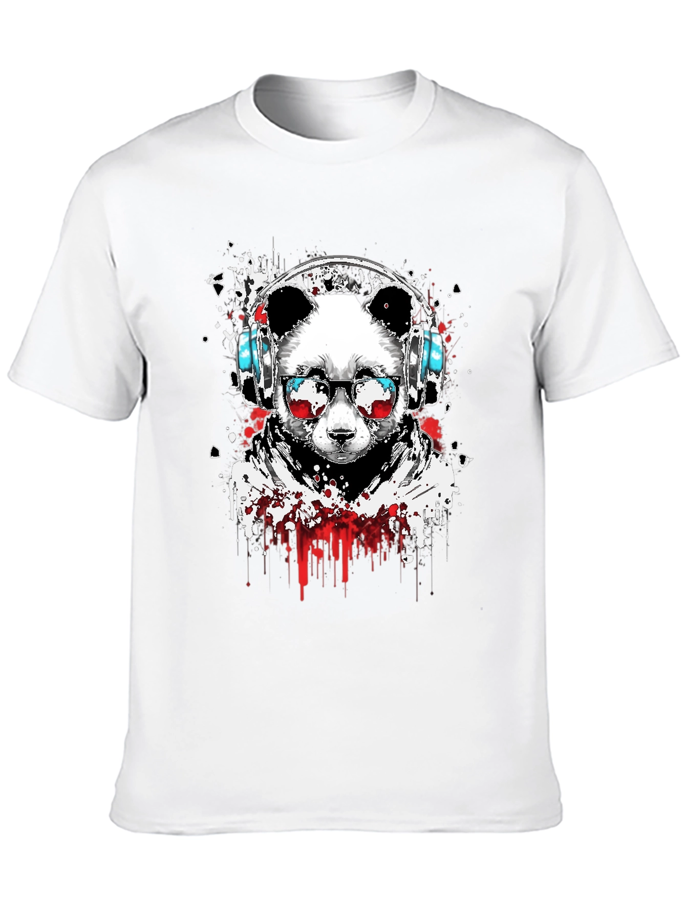 Black Cool Panda DJ Graphic Tee - Black Crew Neck T-Shirt view 10