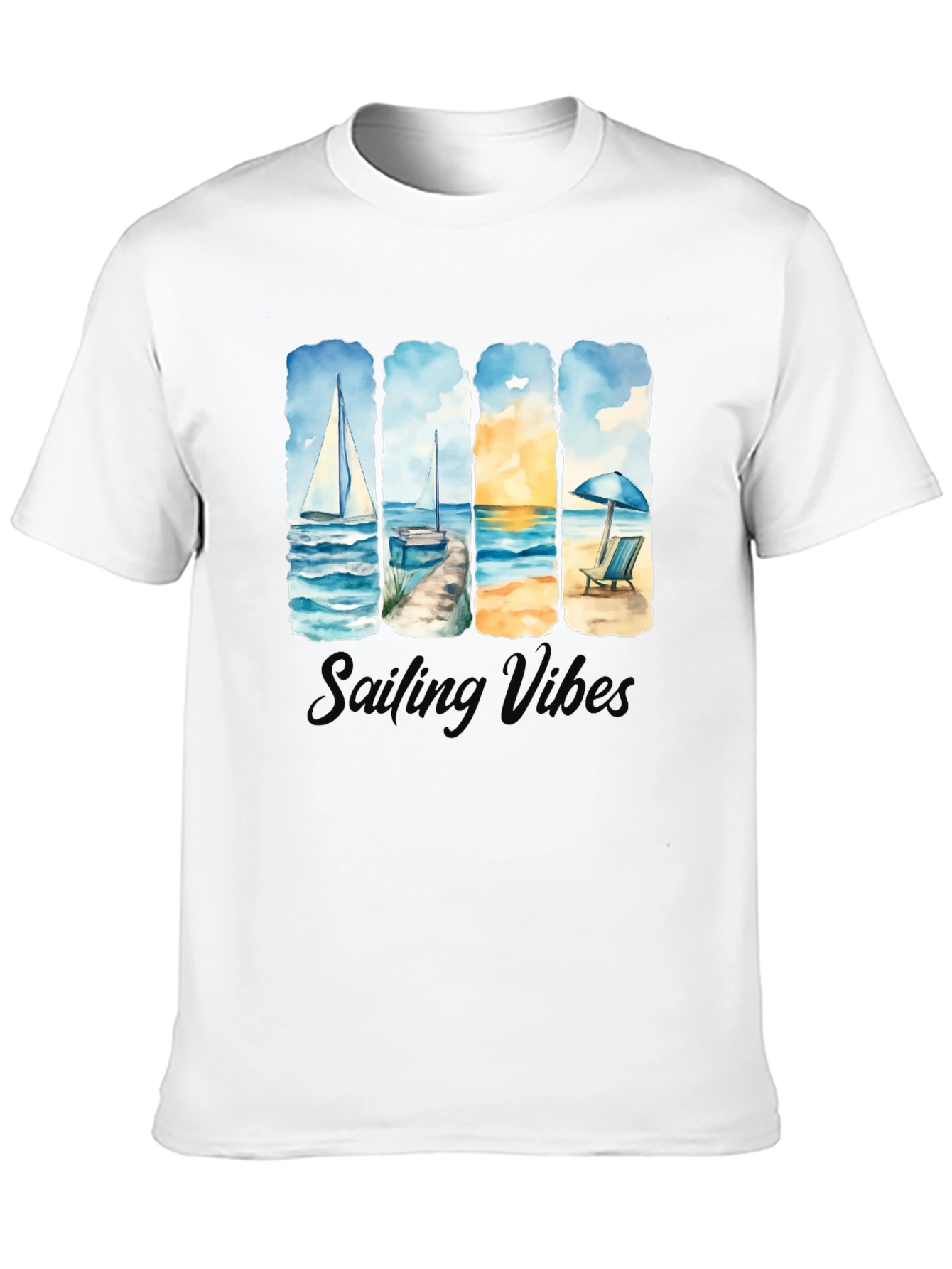 Black Sailing Vibes T-Shirt - Black Cotton Tee view 10
